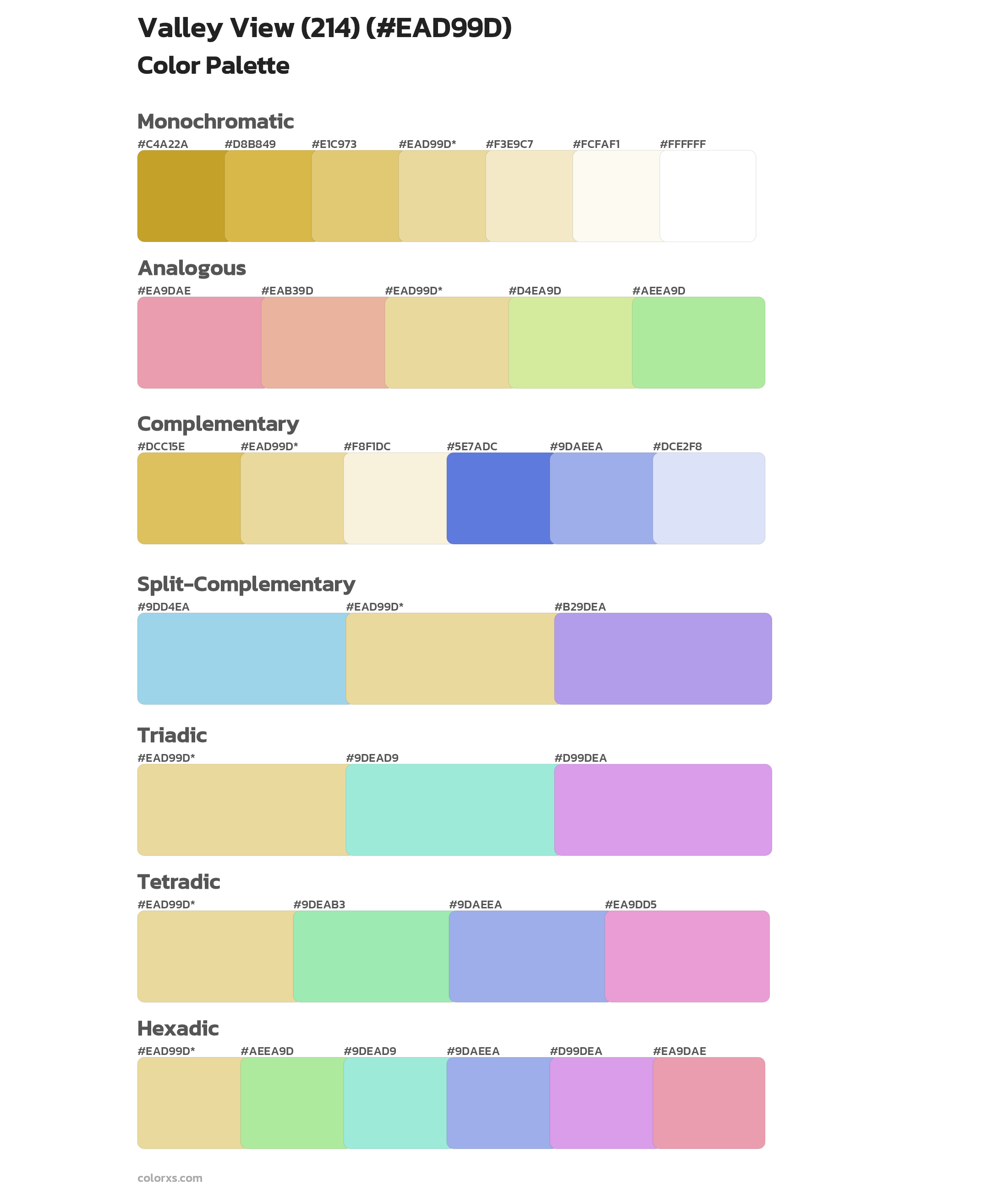 Valley View (214) Color Scheme Palettes