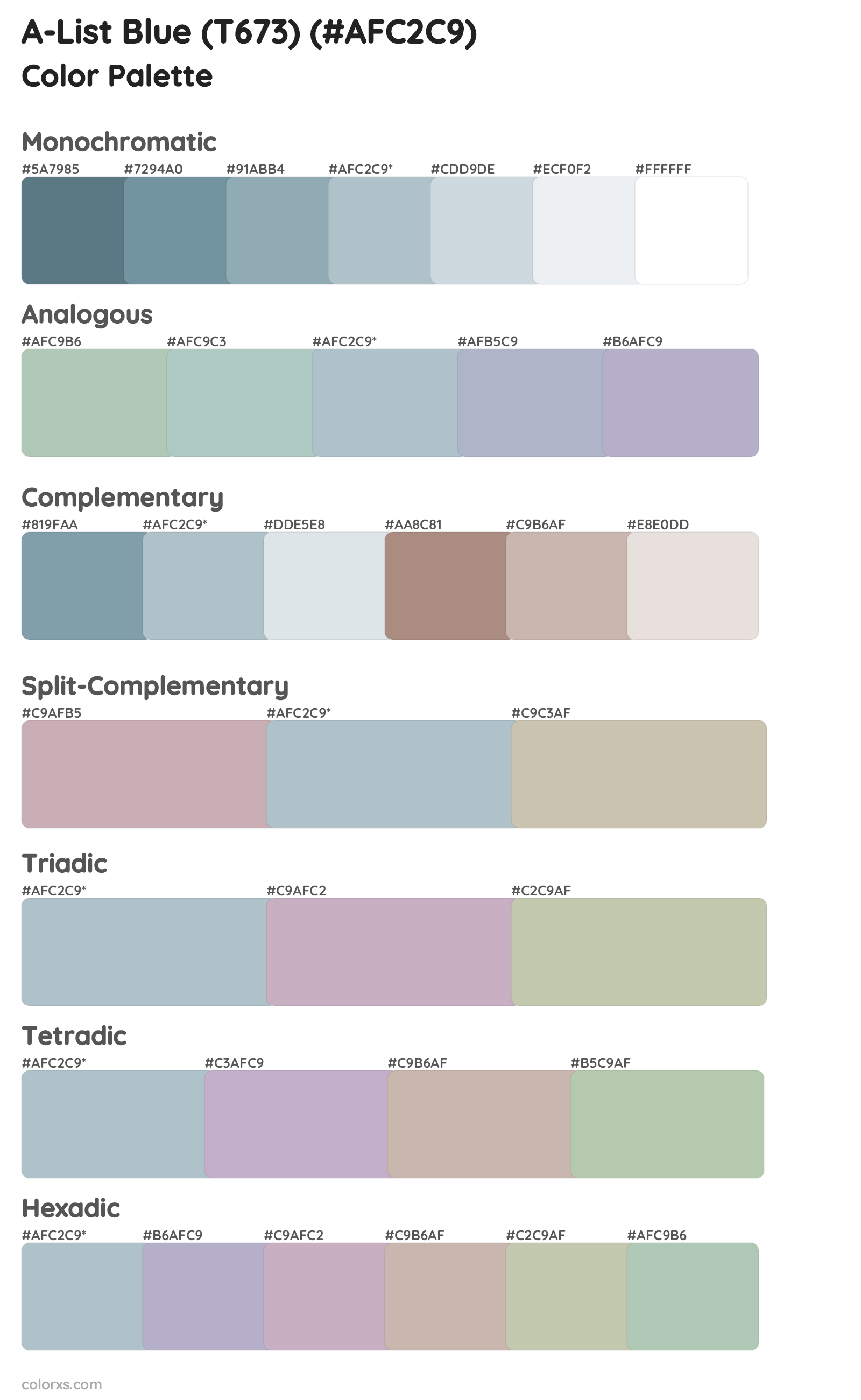 A-List Blue (T673) Color Scheme Palettes