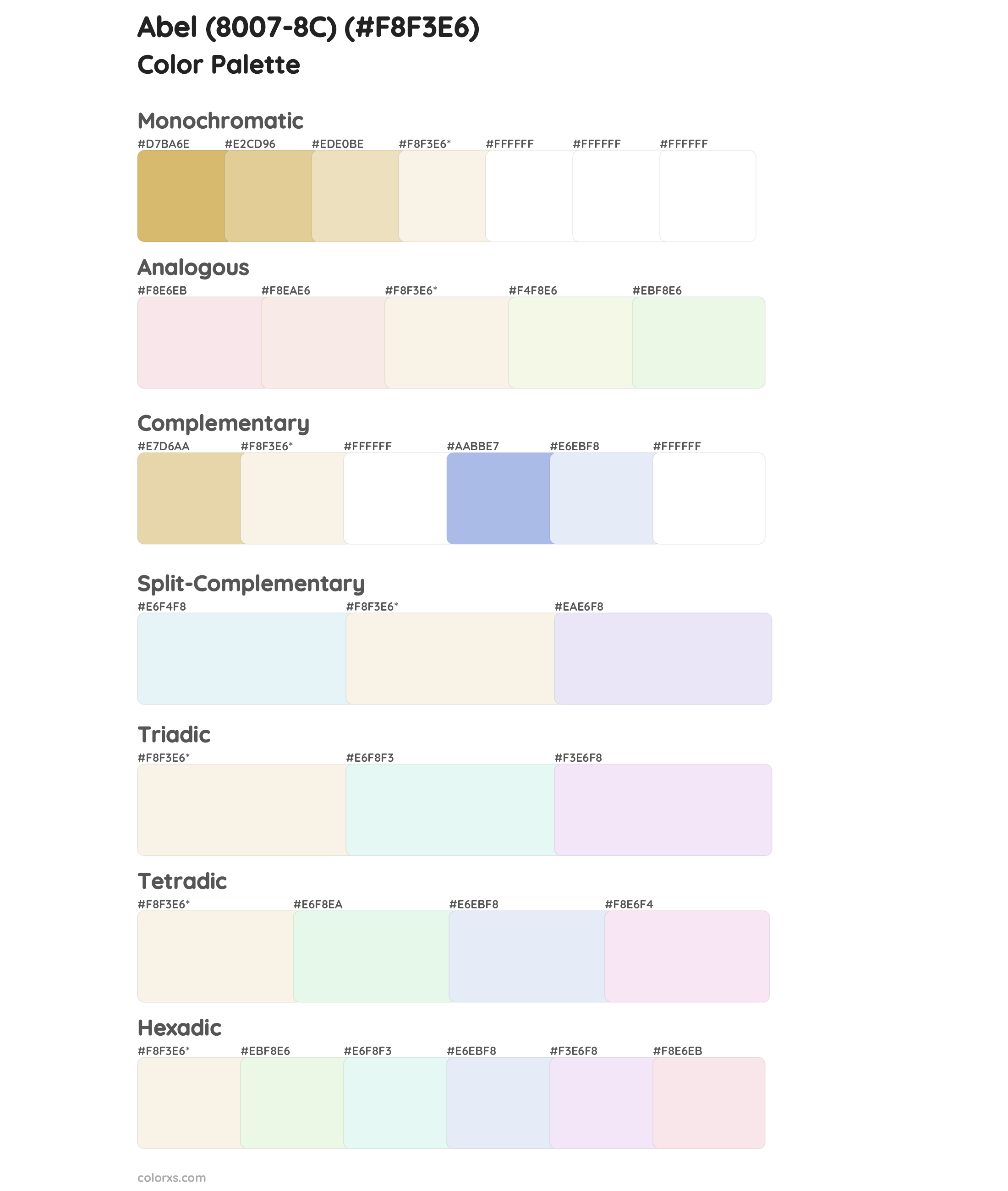 Abel (8007-8C) Color Scheme Palettes