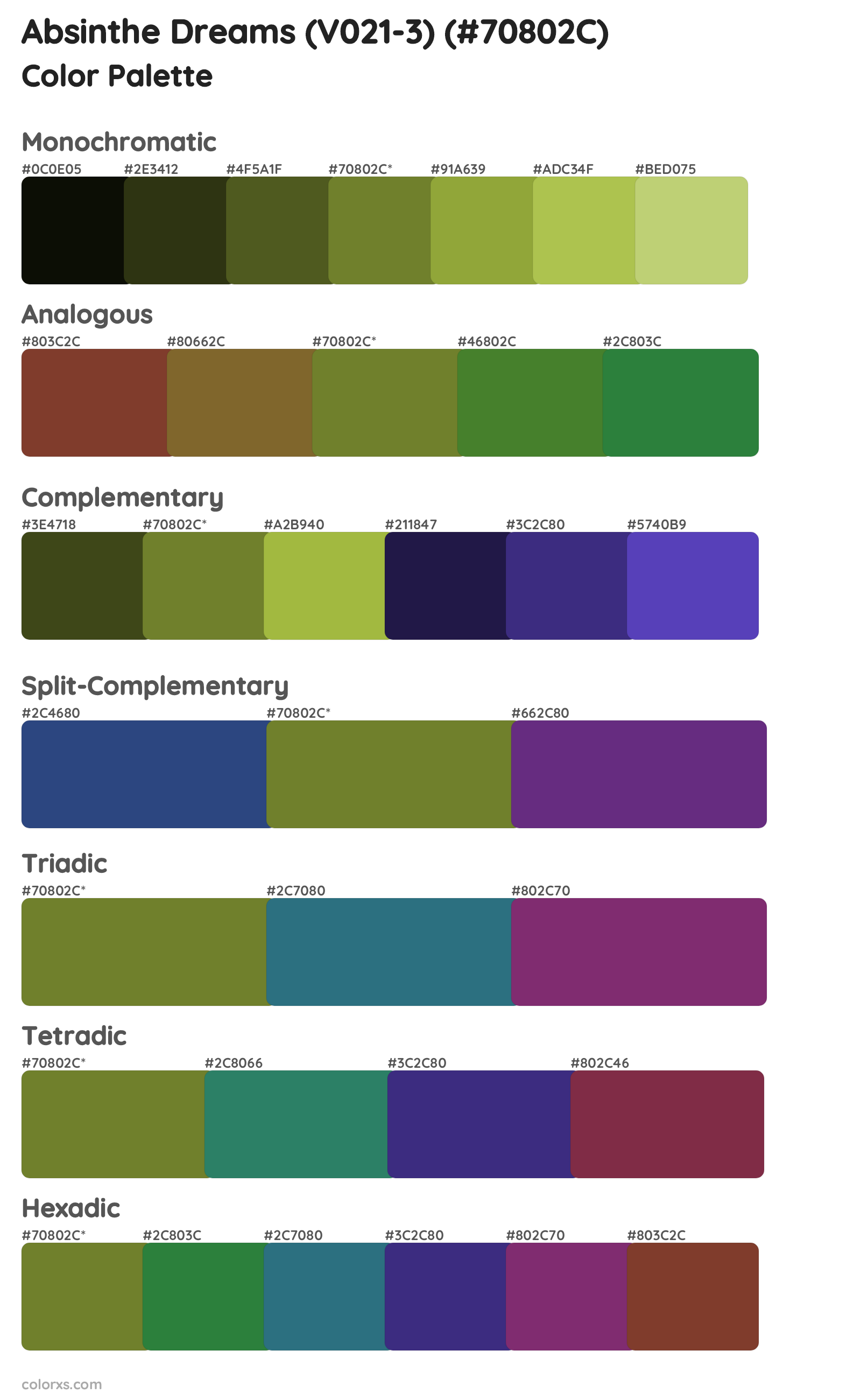 Absinthe Dreams (V021-3) Color Scheme Palettes