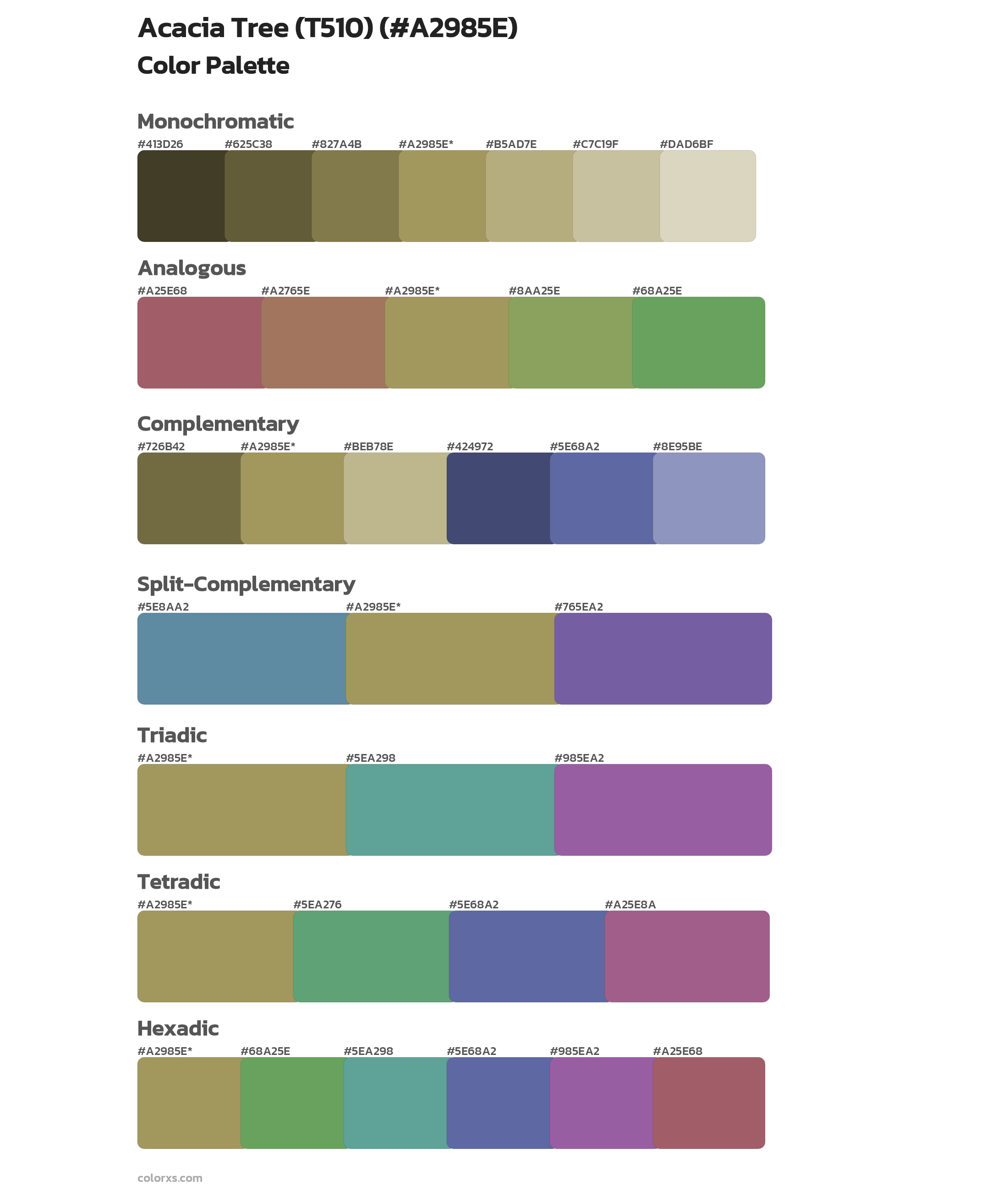 Acacia Tree (T510) Color Scheme Palettes