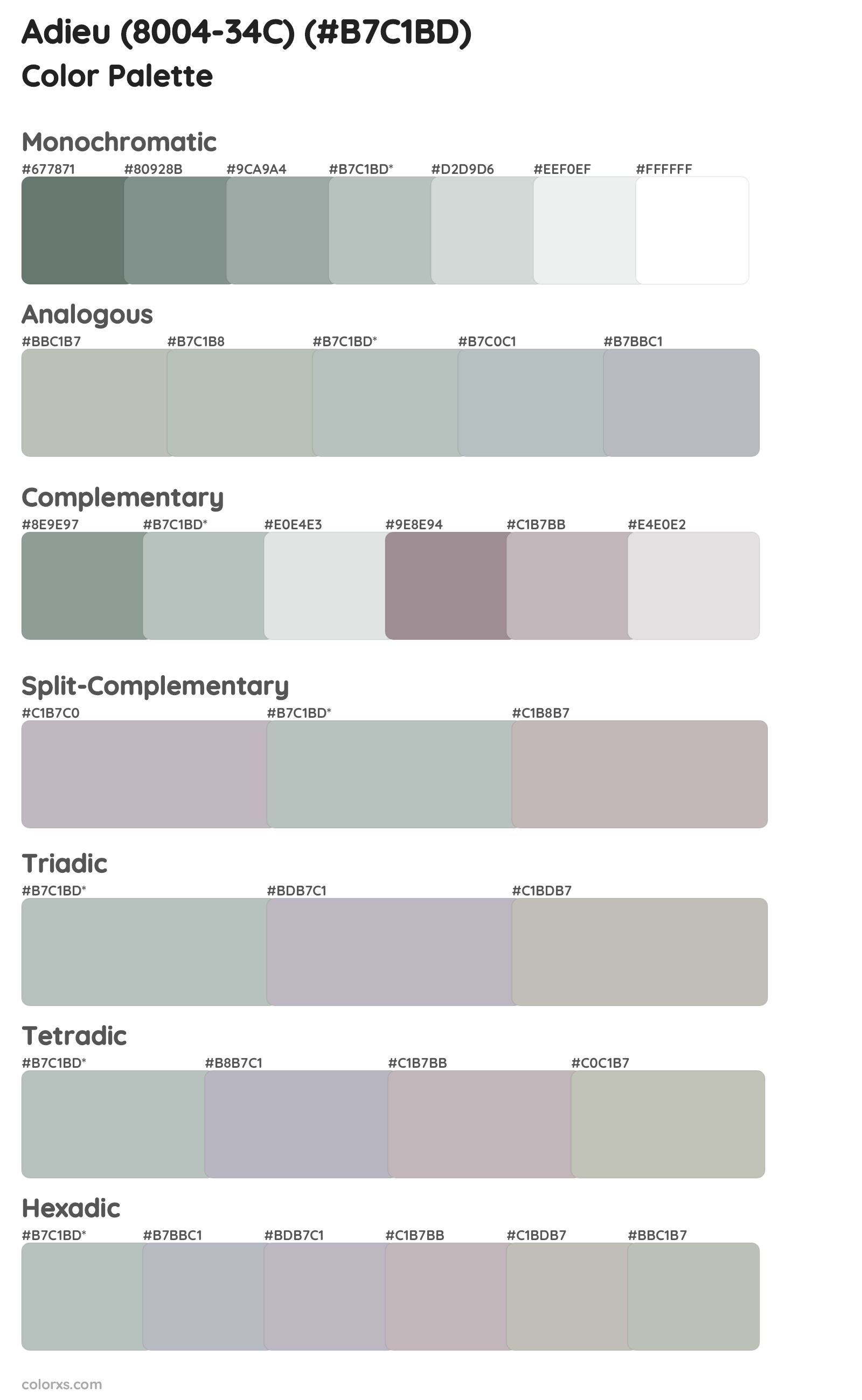 Adieu (8004-34C) Color Scheme Palettes