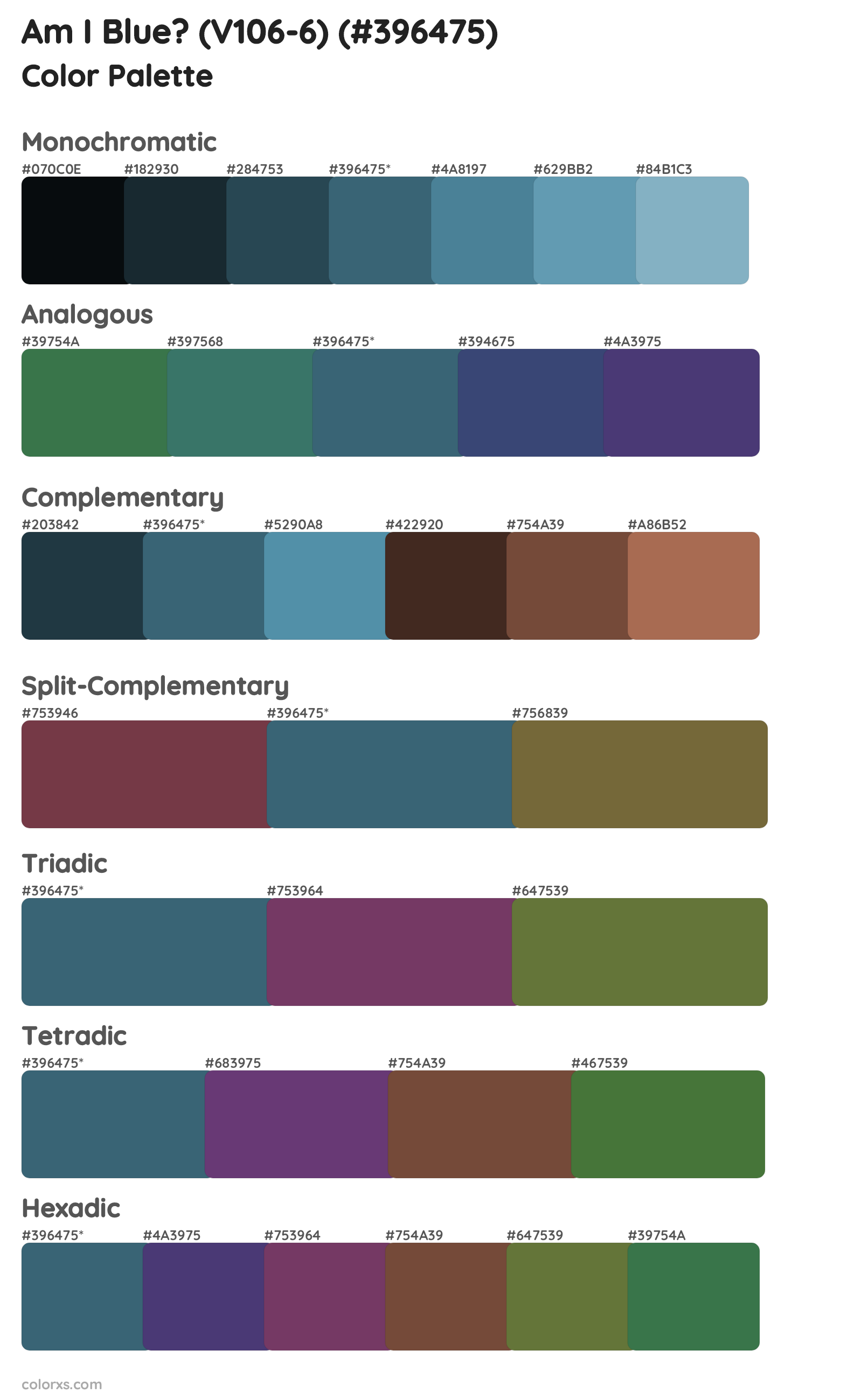 Am I Blue? (V106-6) Color Scheme Palettes