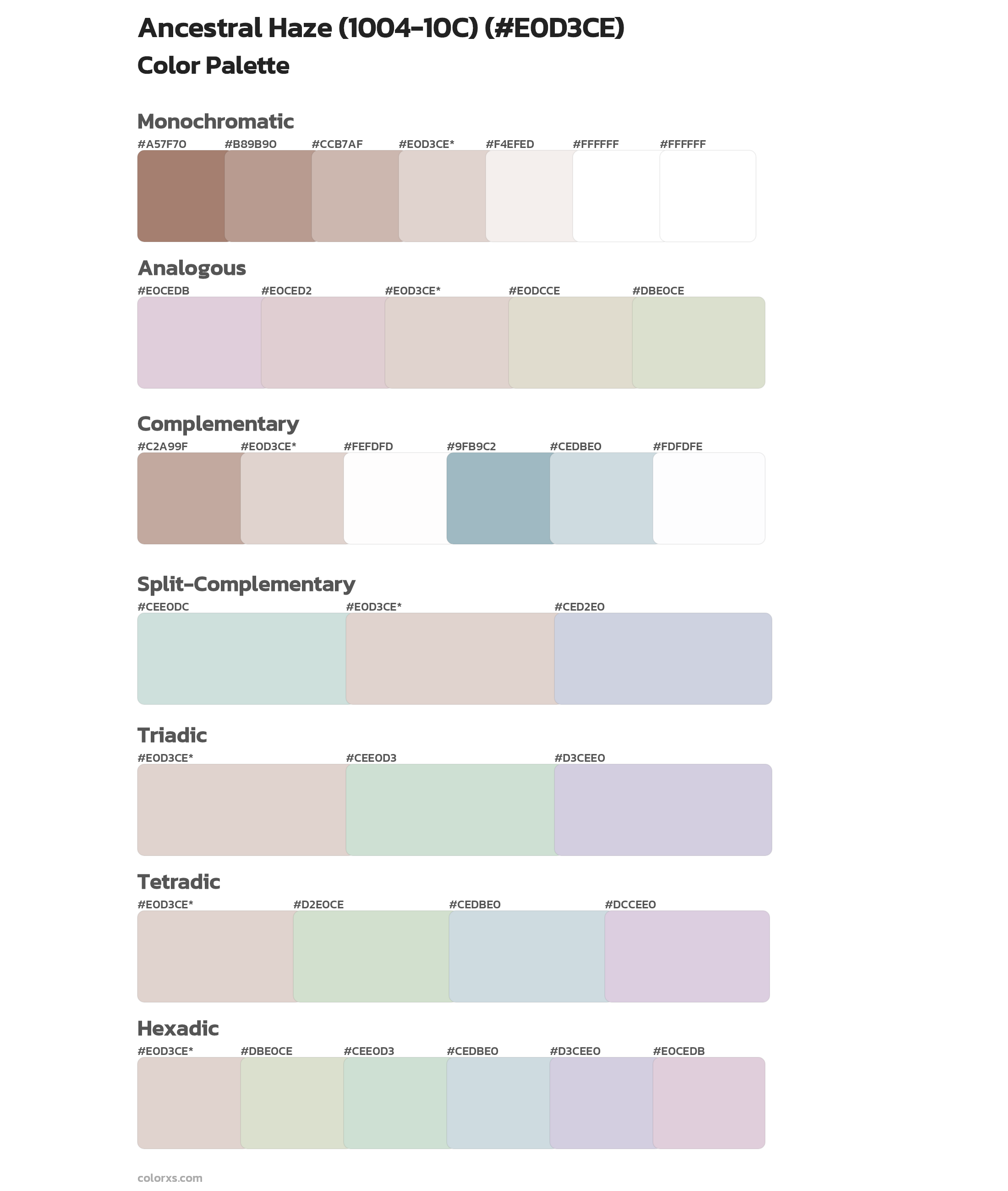 Ancestral Haze (1004-10C) Color Scheme Palettes
