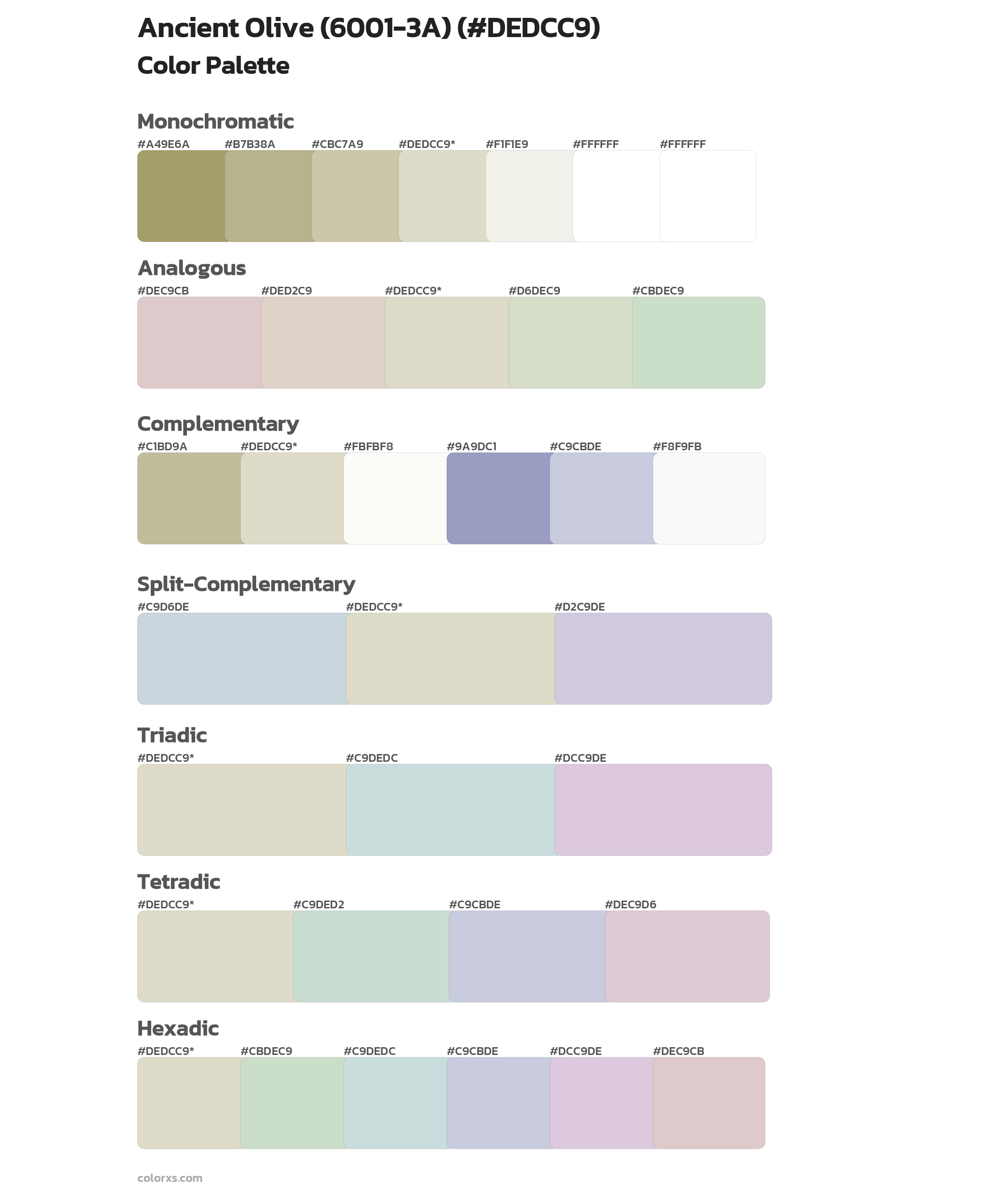 Ancient Olive (6001-3A) Color Scheme Palettes
