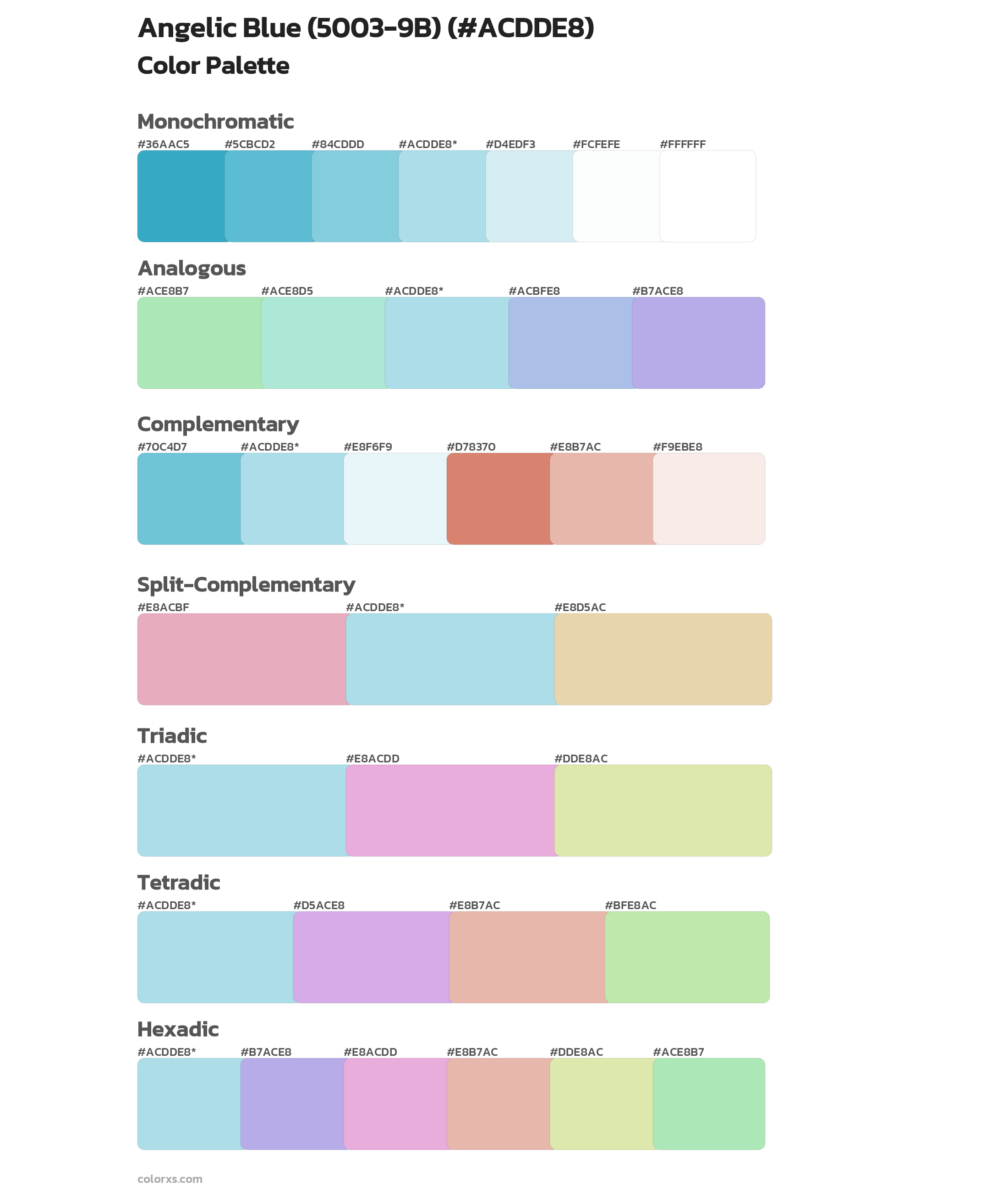 Angelic Blue (5003-9B) Color Scheme Palettes