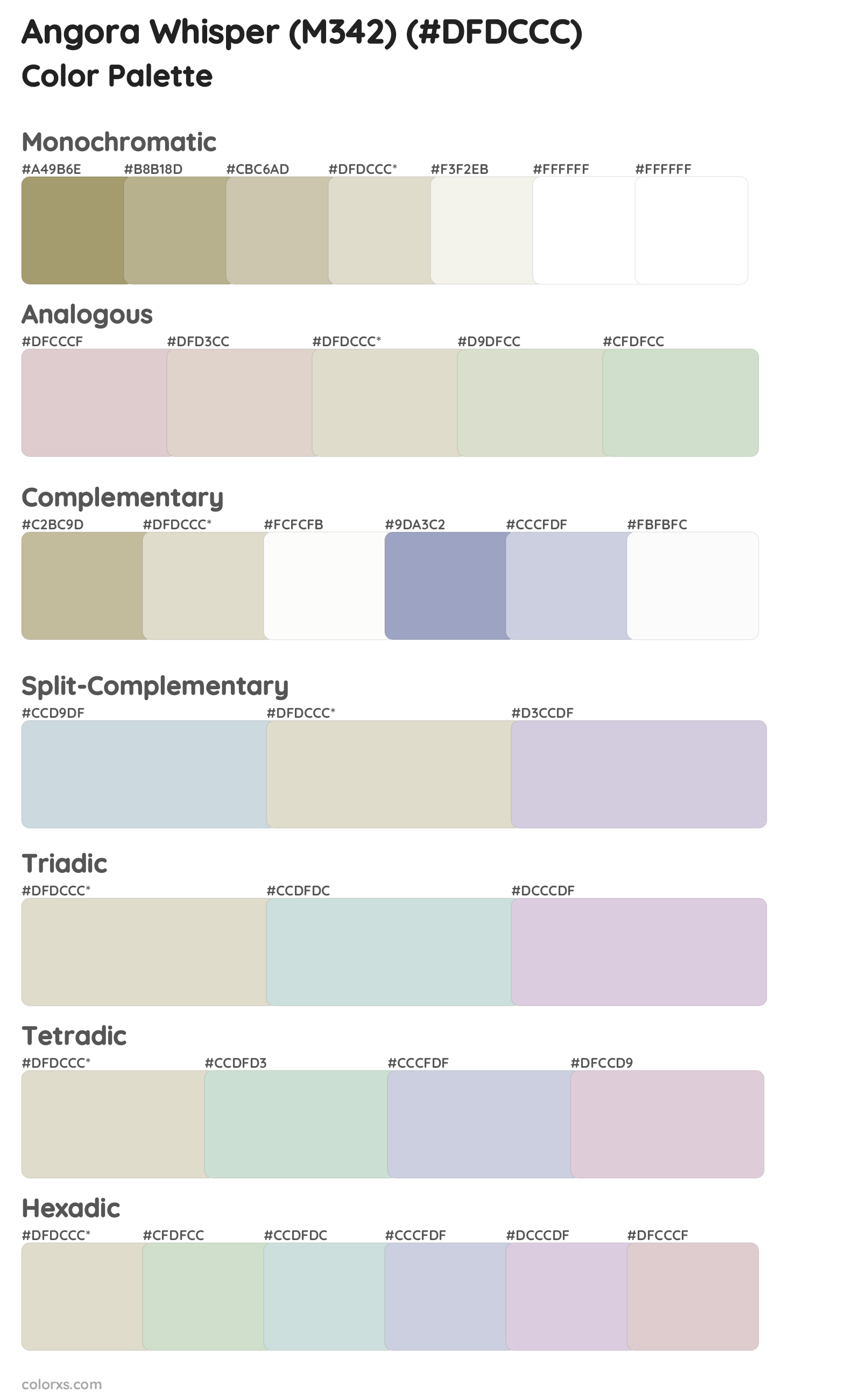 Angora Whisper (M342) Color Scheme Palettes