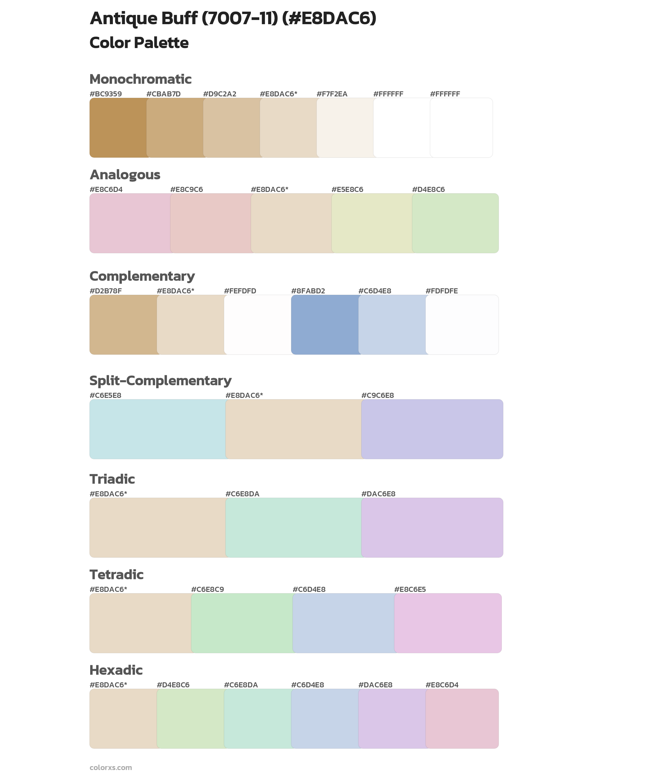 Antique Buff (7007-11) Color Scheme Palettes