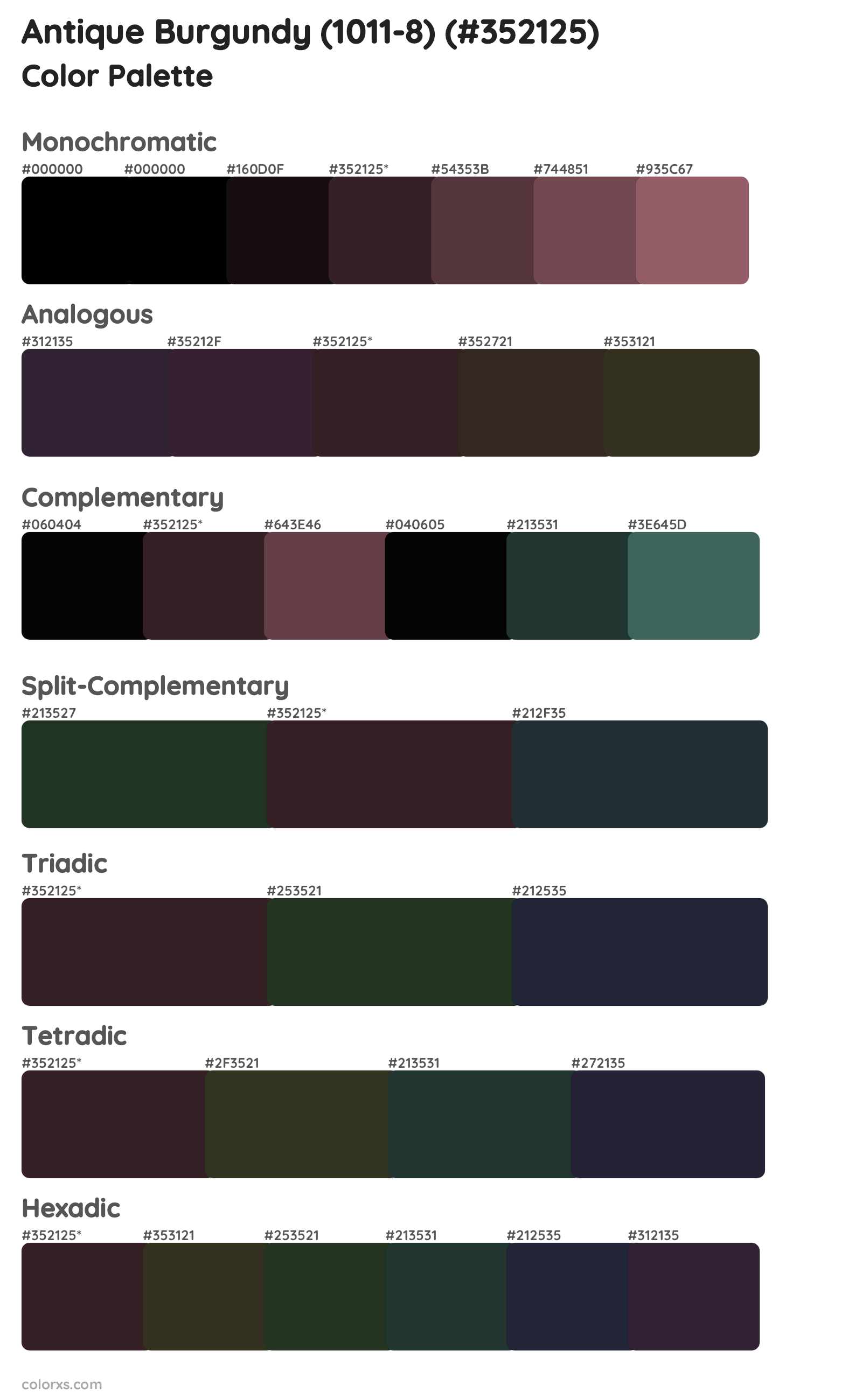 Antique Burgundy (1011-8) Color Scheme Palettes