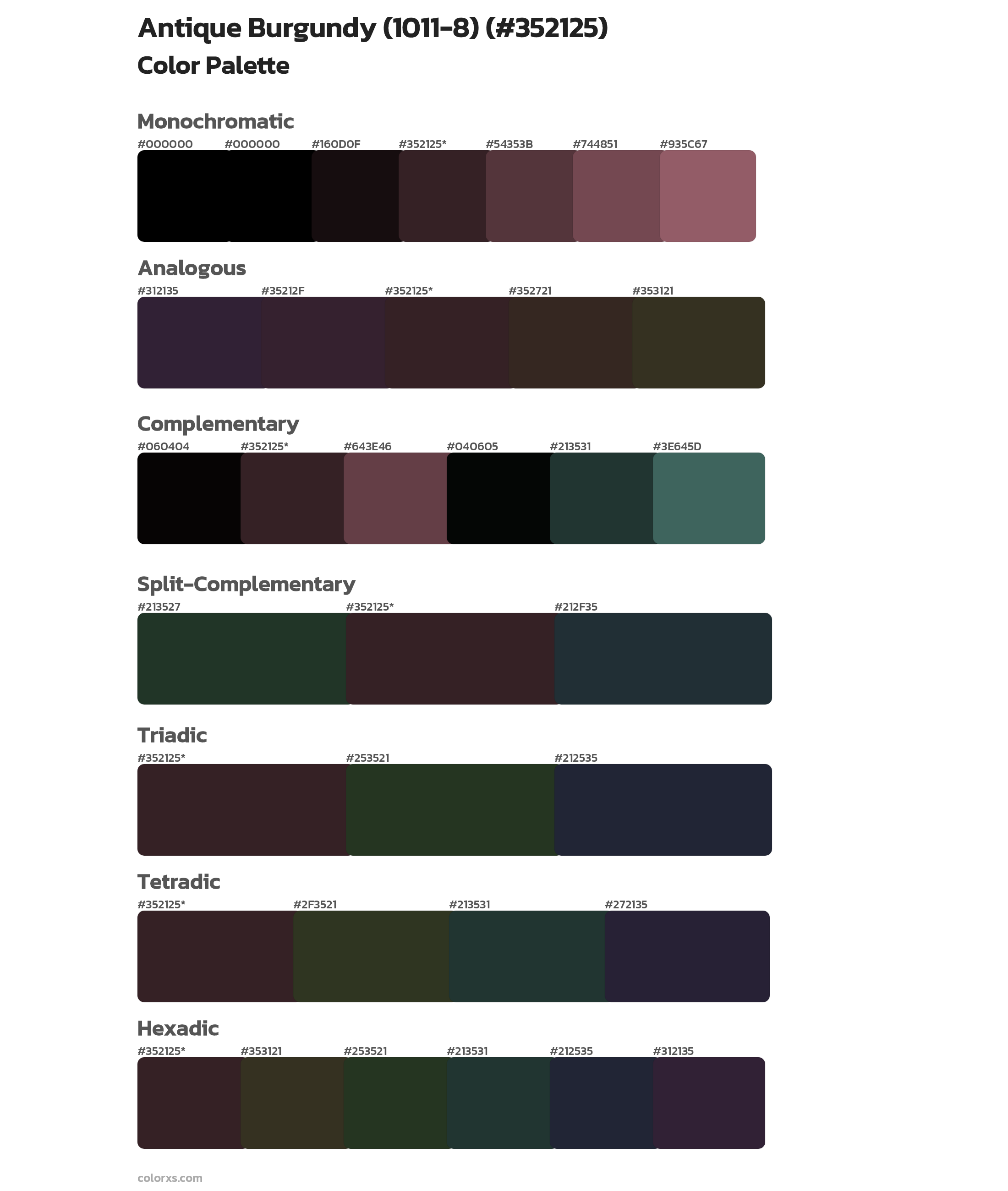 Antique Burgundy (1011-8) Color Scheme Palettes