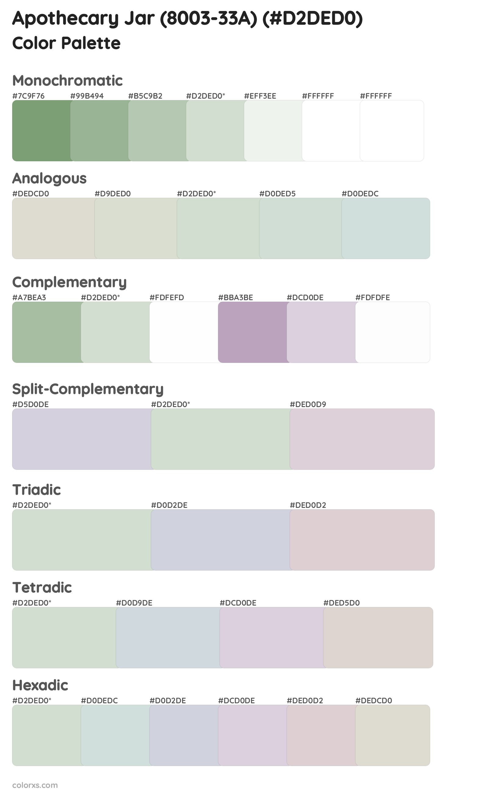 Apothecary Jar (8003-33A) Color Scheme Palettes