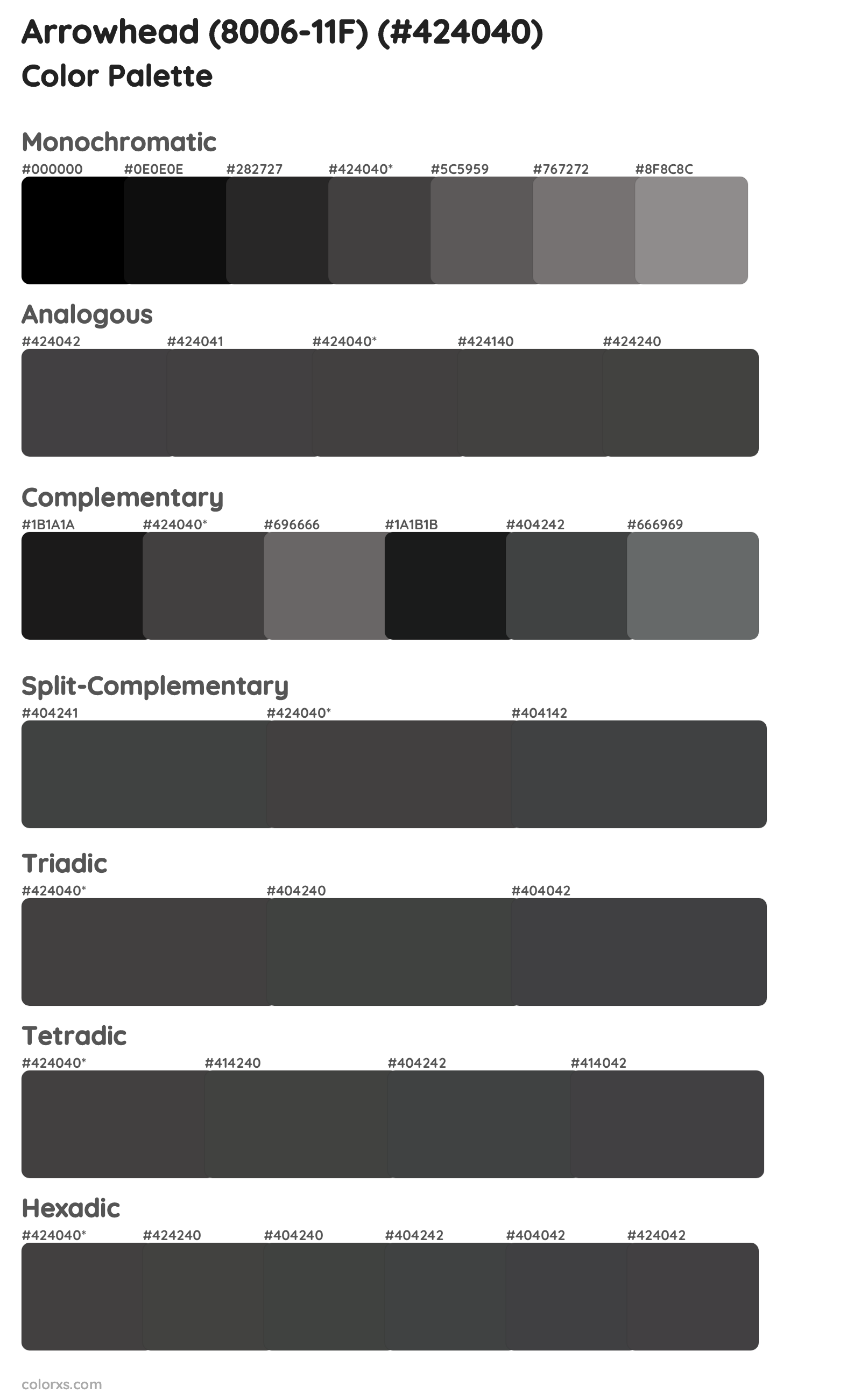 Arrowhead (8006-11F) Color Scheme Palettes