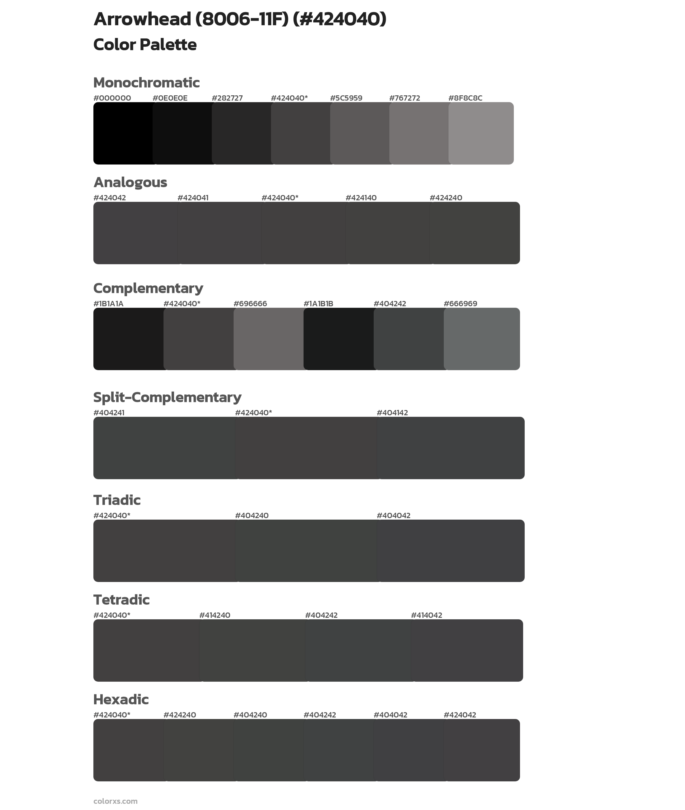 Arrowhead (8006-11F) Color Scheme Palettes