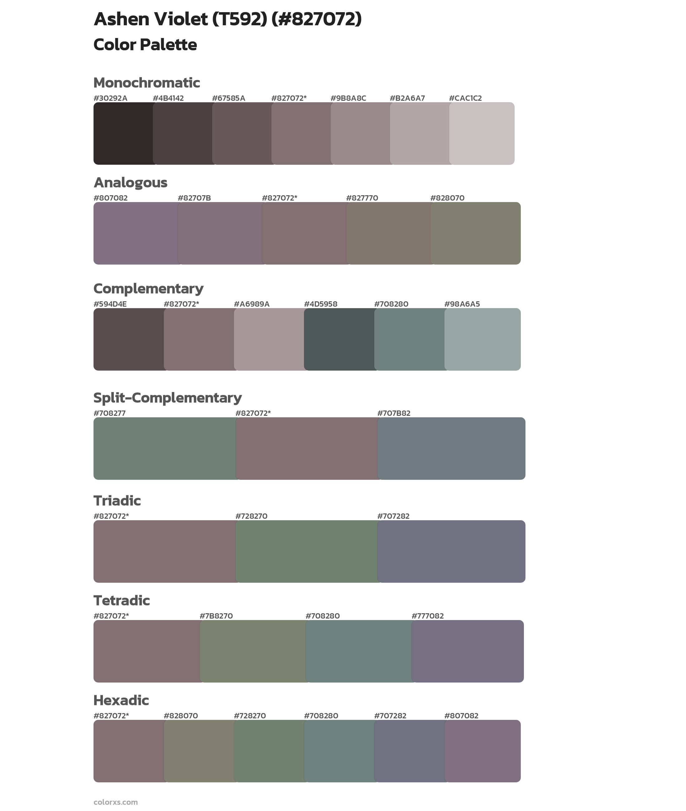 Ashen Violet (T592) Color Scheme Palettes