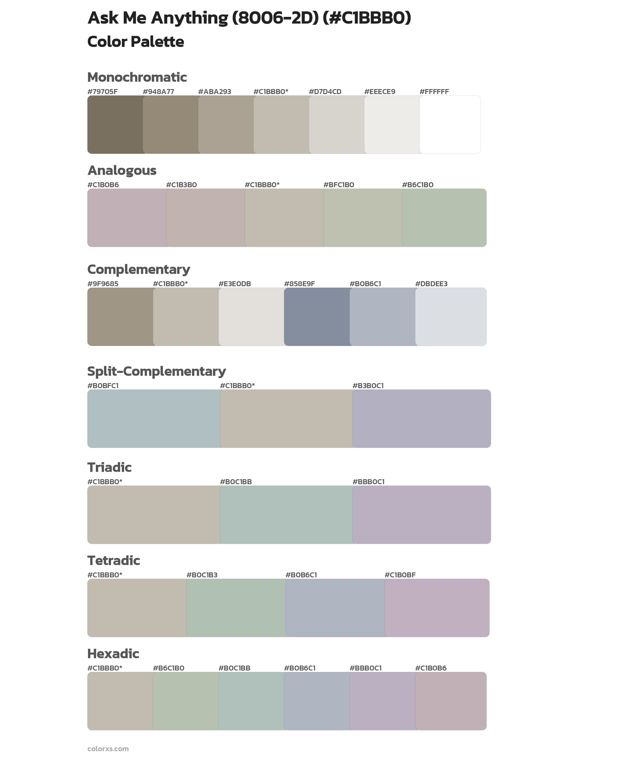 Ask Me Anything (8006-2D) Color Scheme Palettes