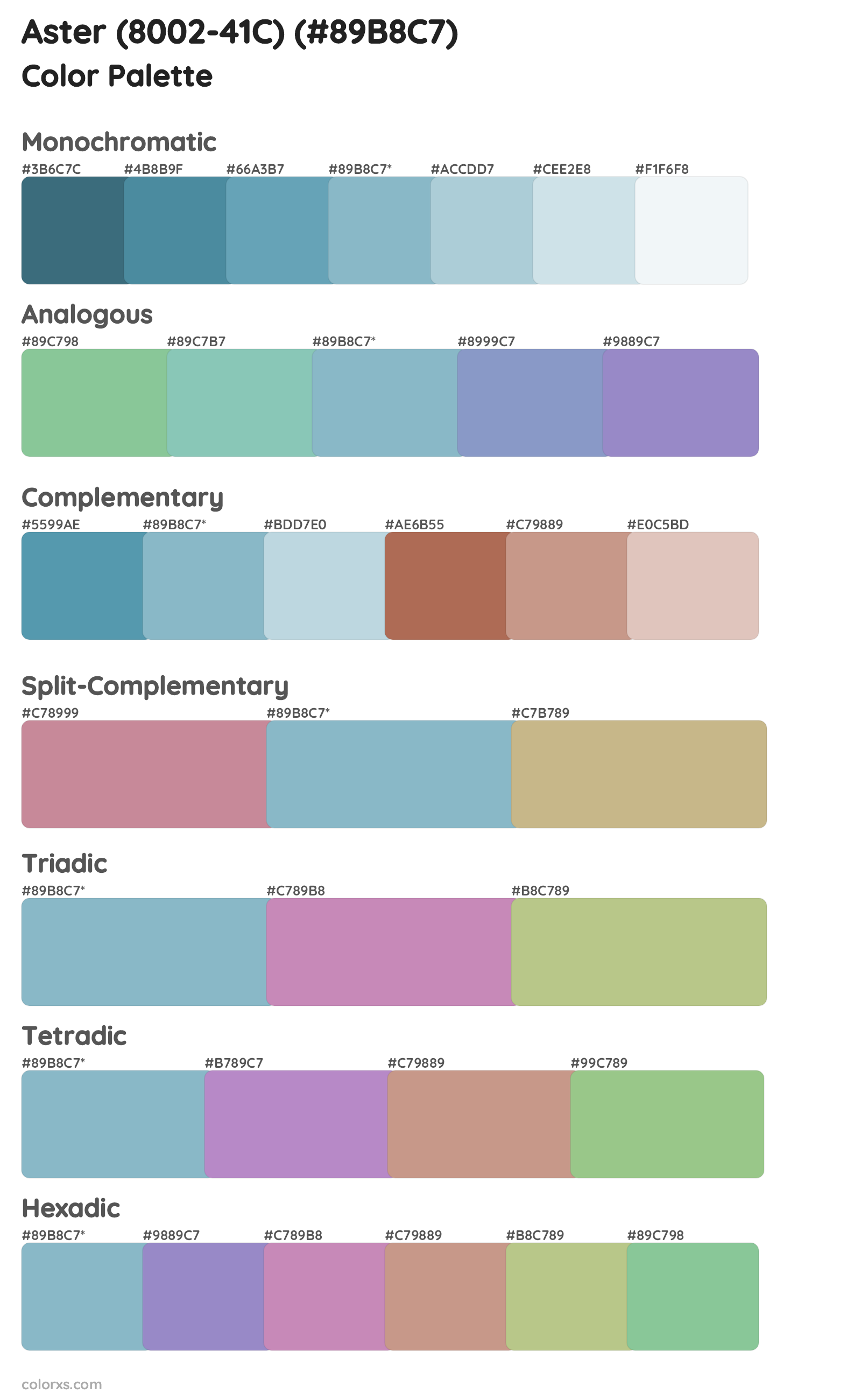Aster (8002-41C) Color Scheme Palettes