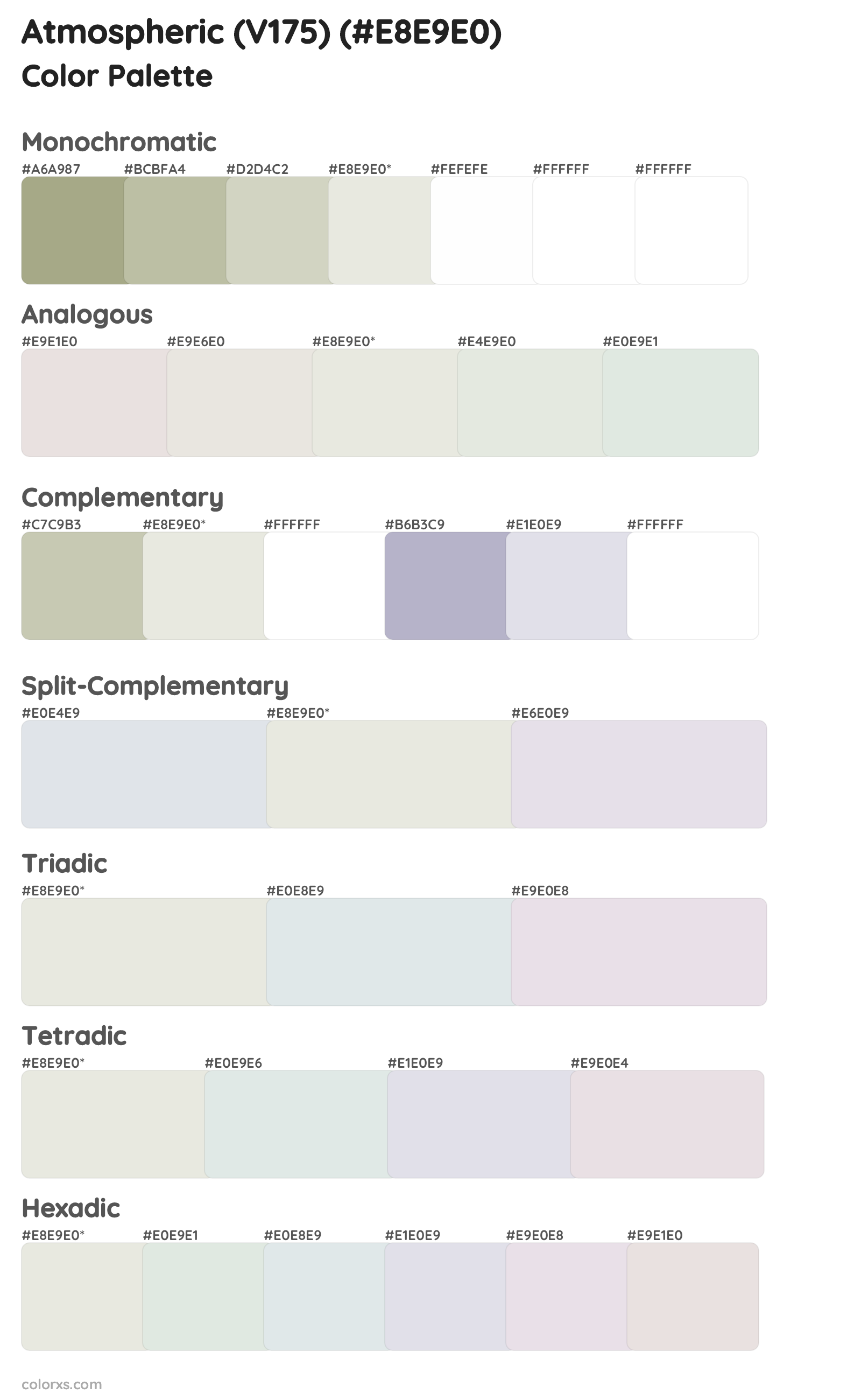 Atmospheric (V175) Color Scheme Palettes