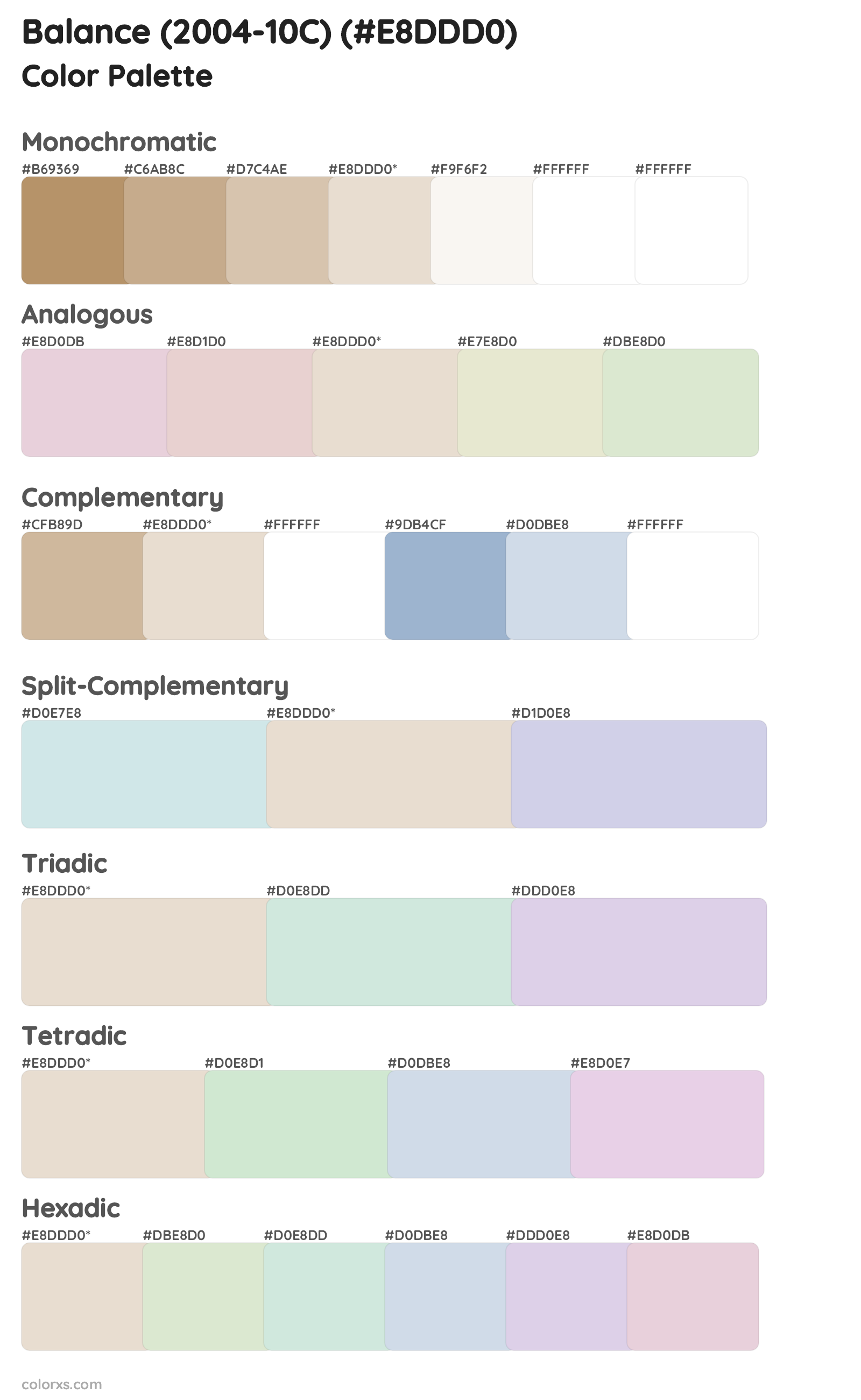 Balance (2004-10C) Color Scheme Palettes