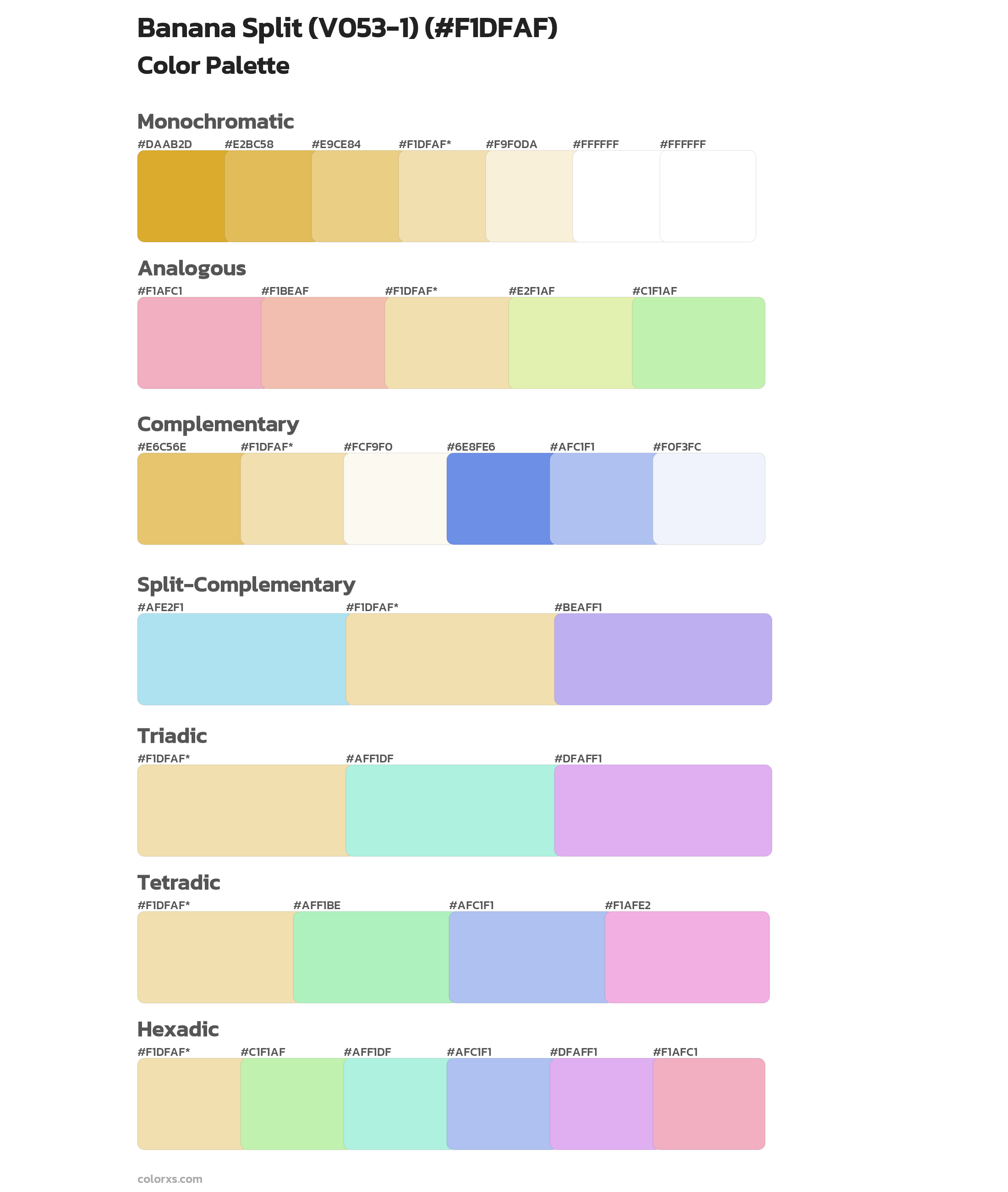 Banana Split (V053-1) Color Scheme Palettes