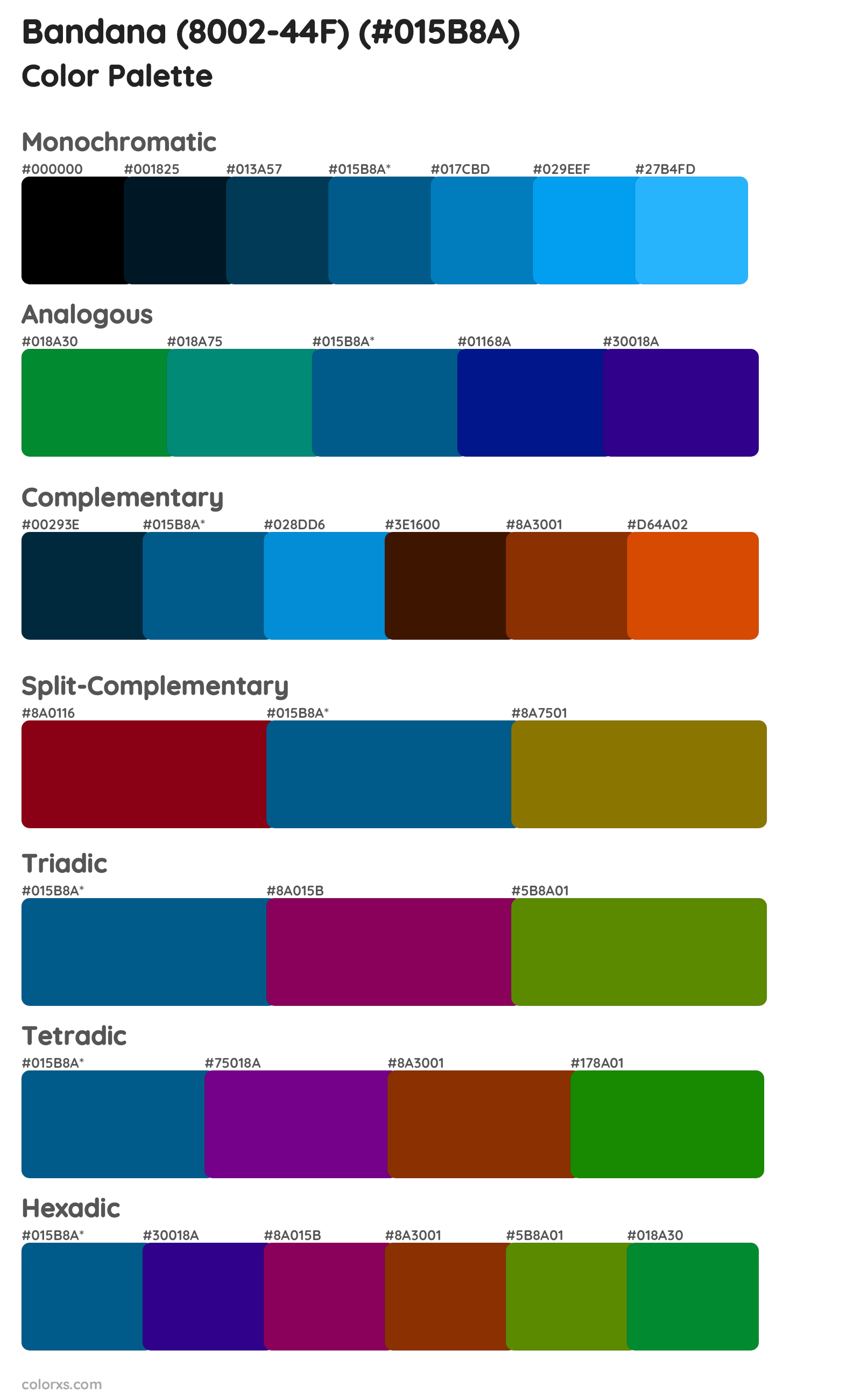 Bandana (8002-44F) Color Scheme Palettes