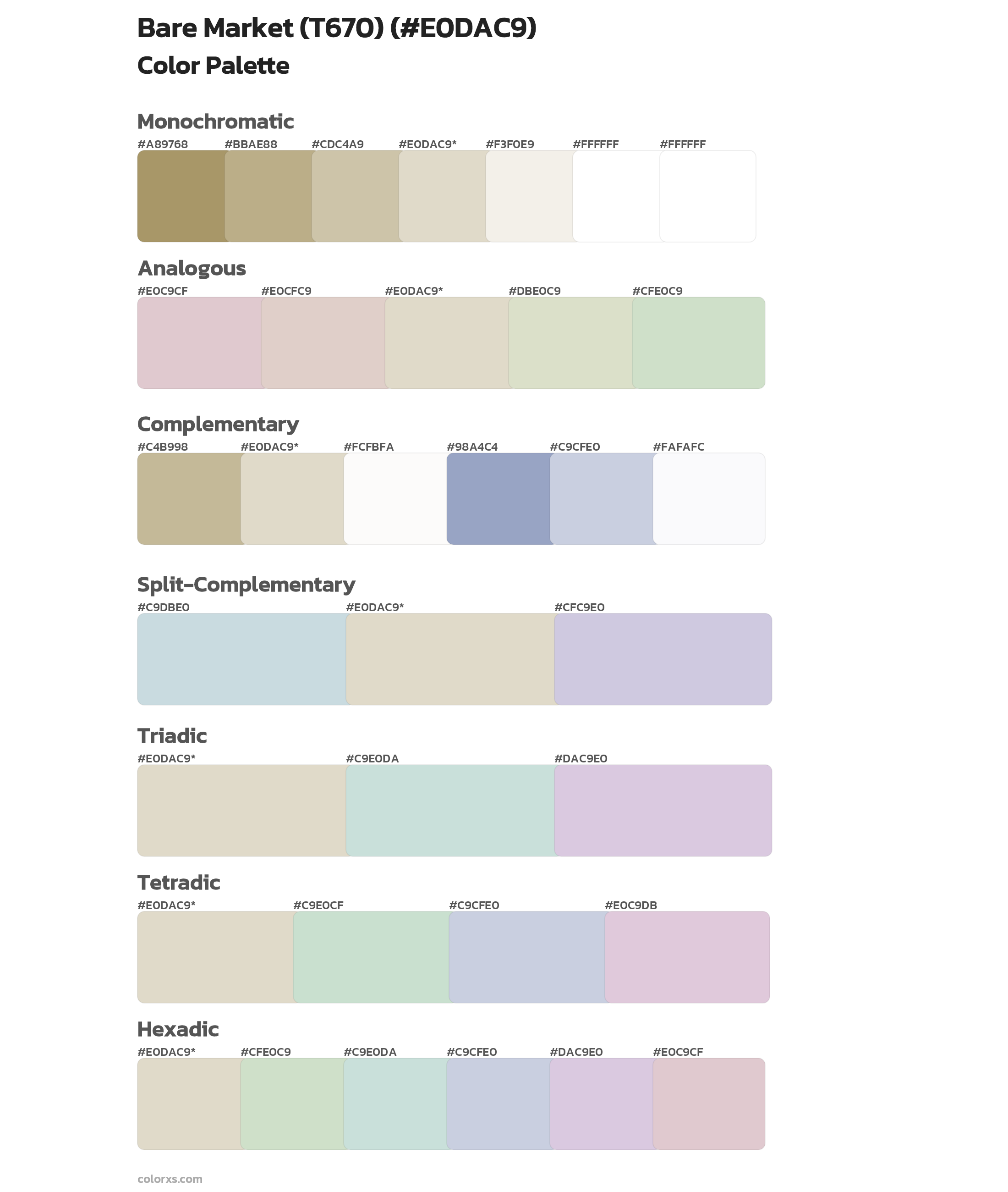 Bare Market (T670) Color Scheme Palettes