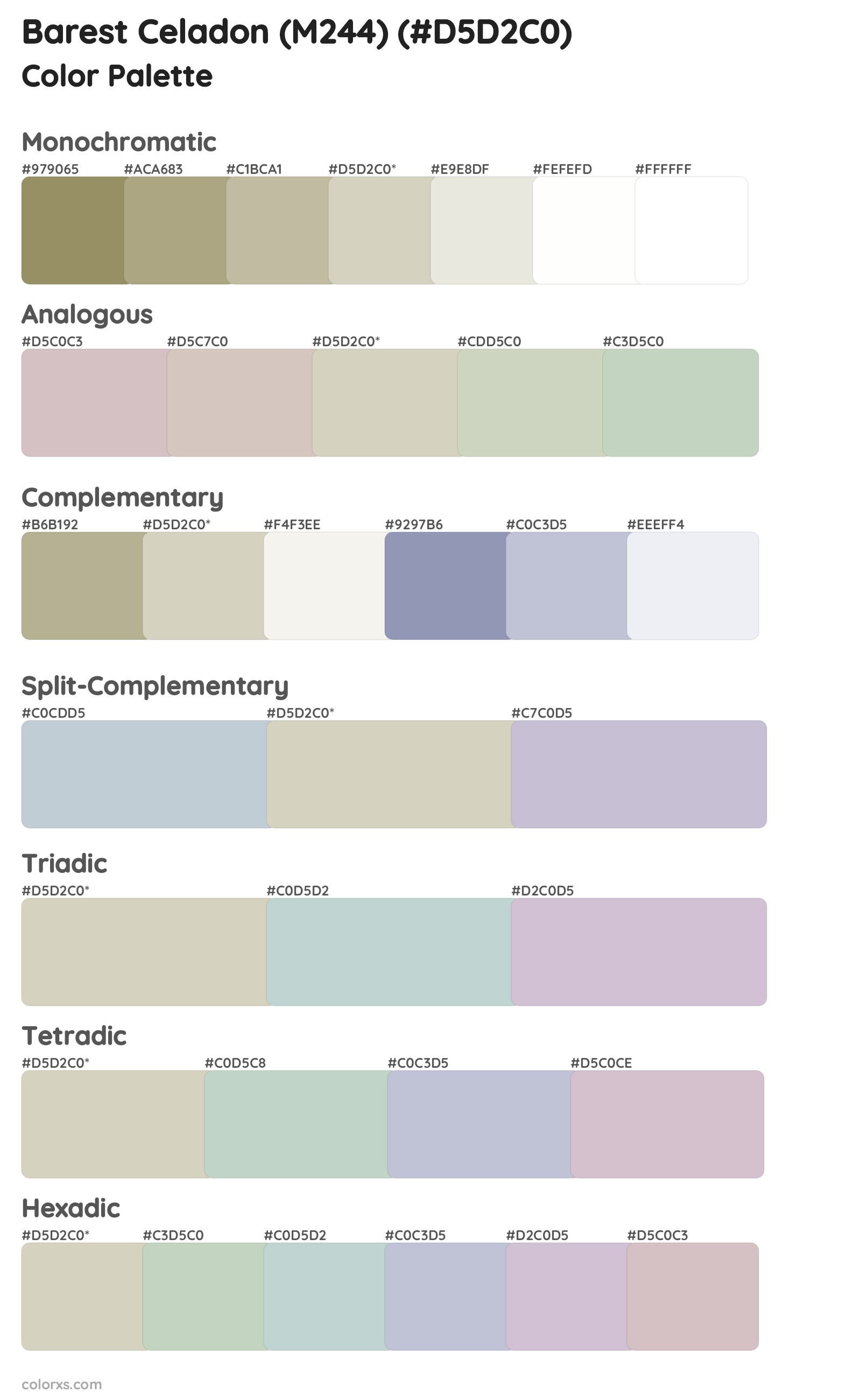 Barest Celadon (M244) Color Scheme Palettes