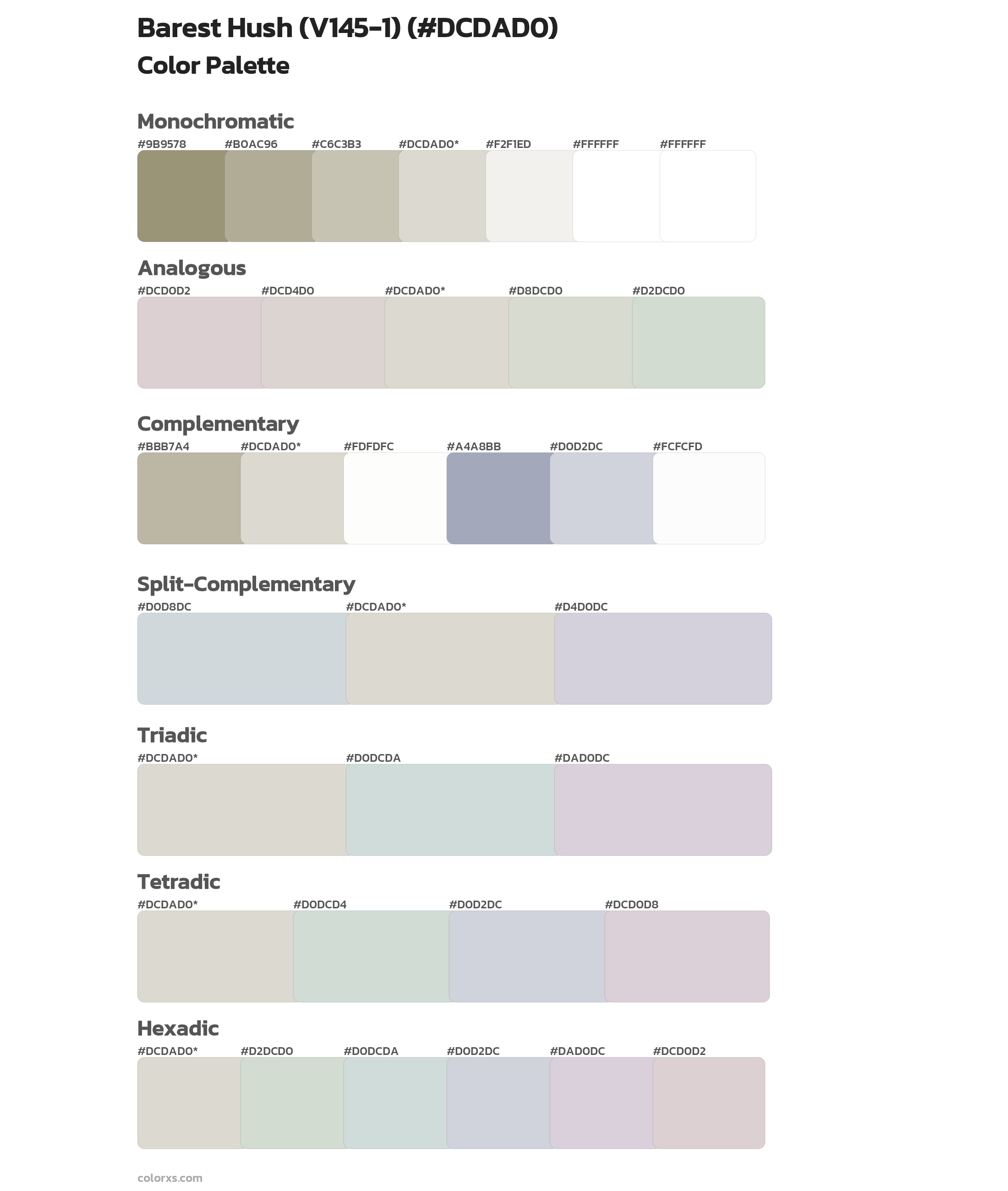 Barest Hush (V145-1) Color Scheme Palettes
