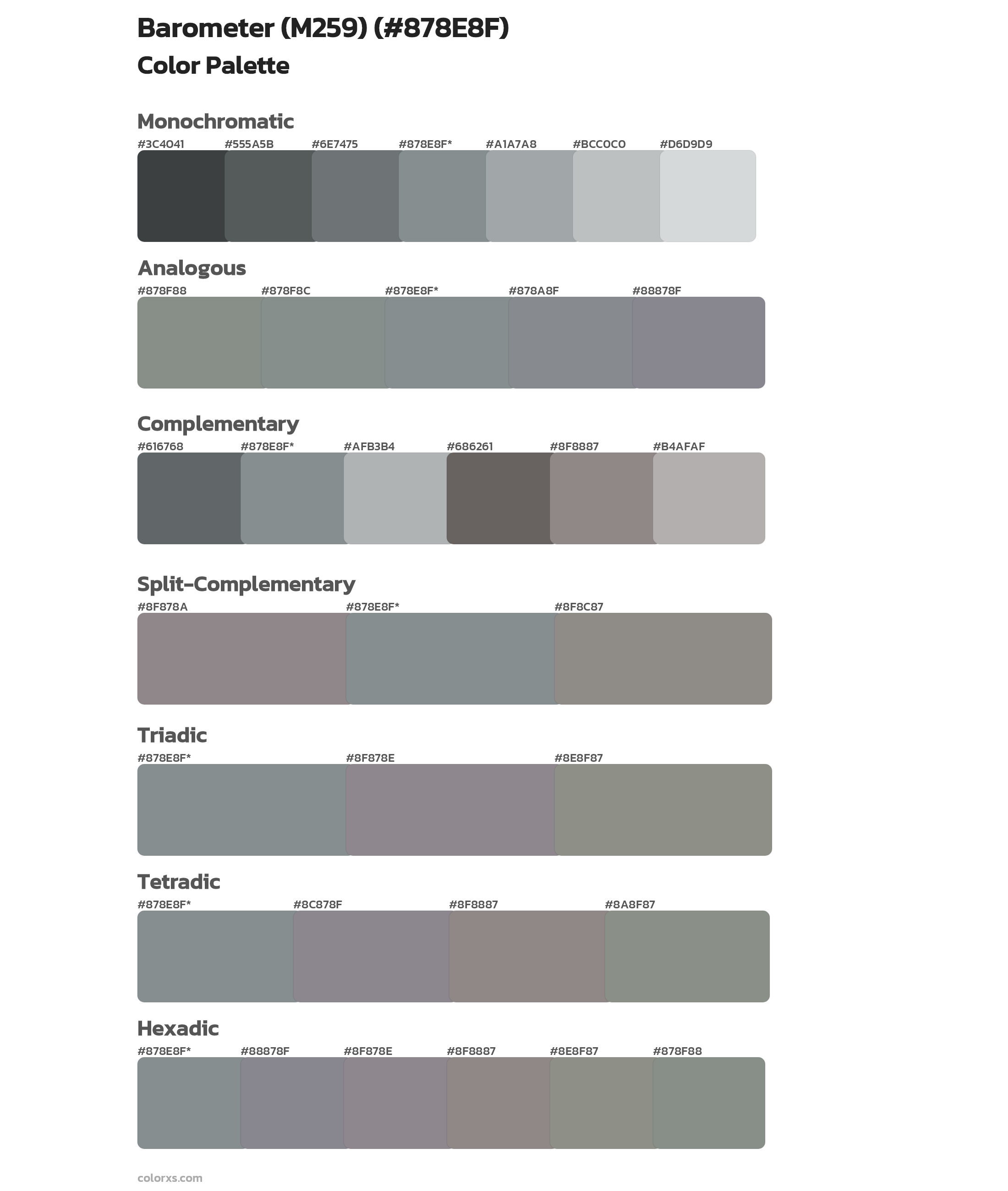 Barometer (M259) Color Scheme Palettes