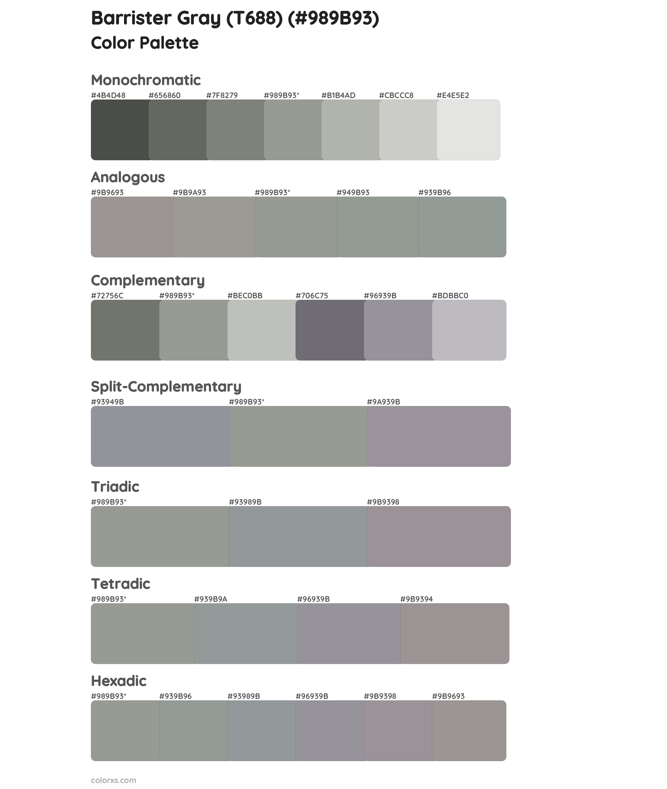 Barrister Gray (T688) Color Scheme Palettes