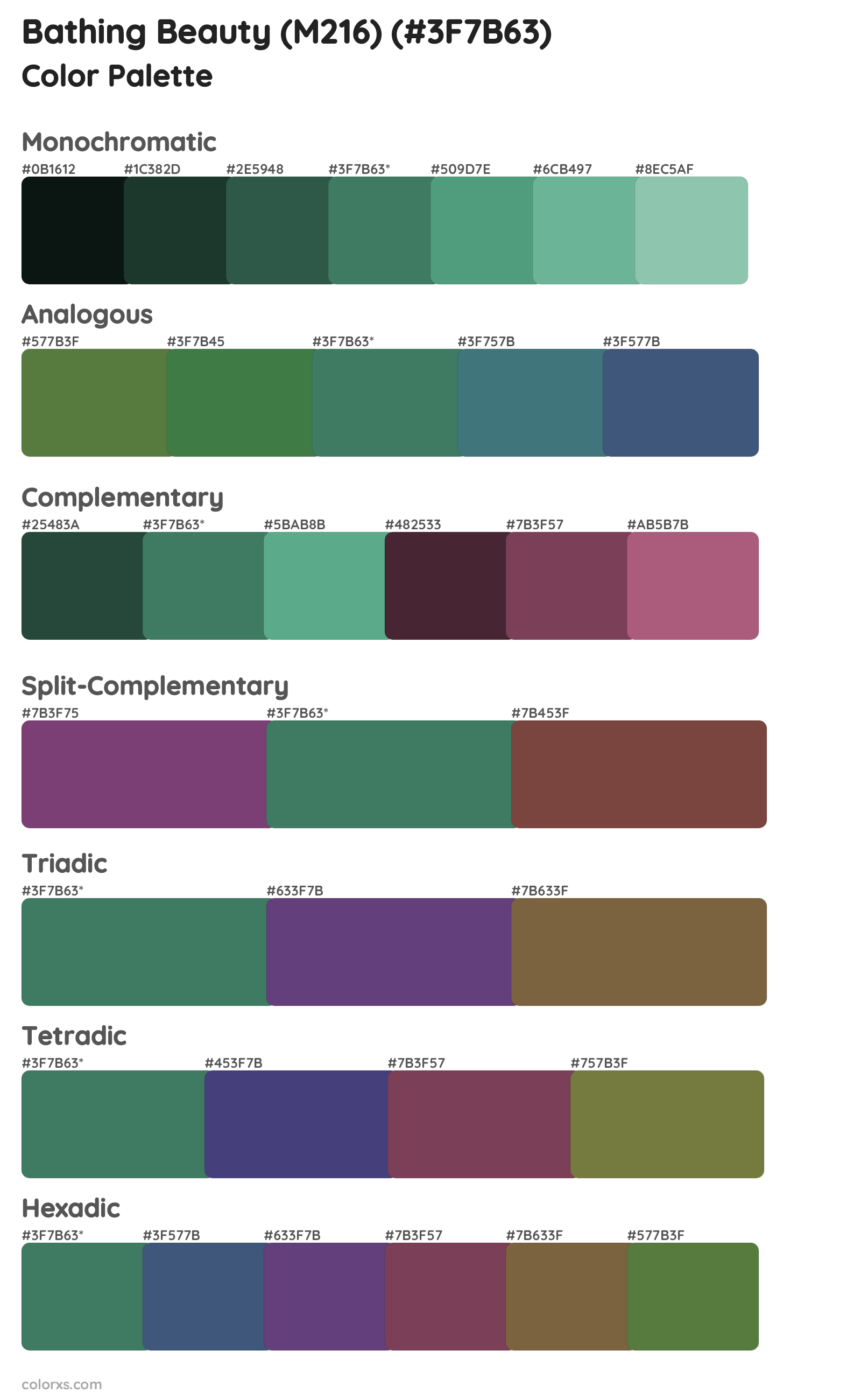 Bathing Beauty (M216) Color Scheme Palettes
