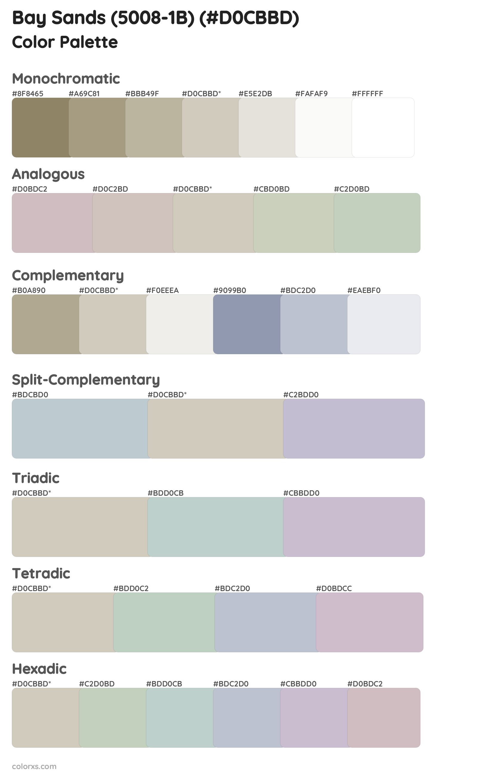 Bay Sands (5008-1B) Color Scheme Palettes