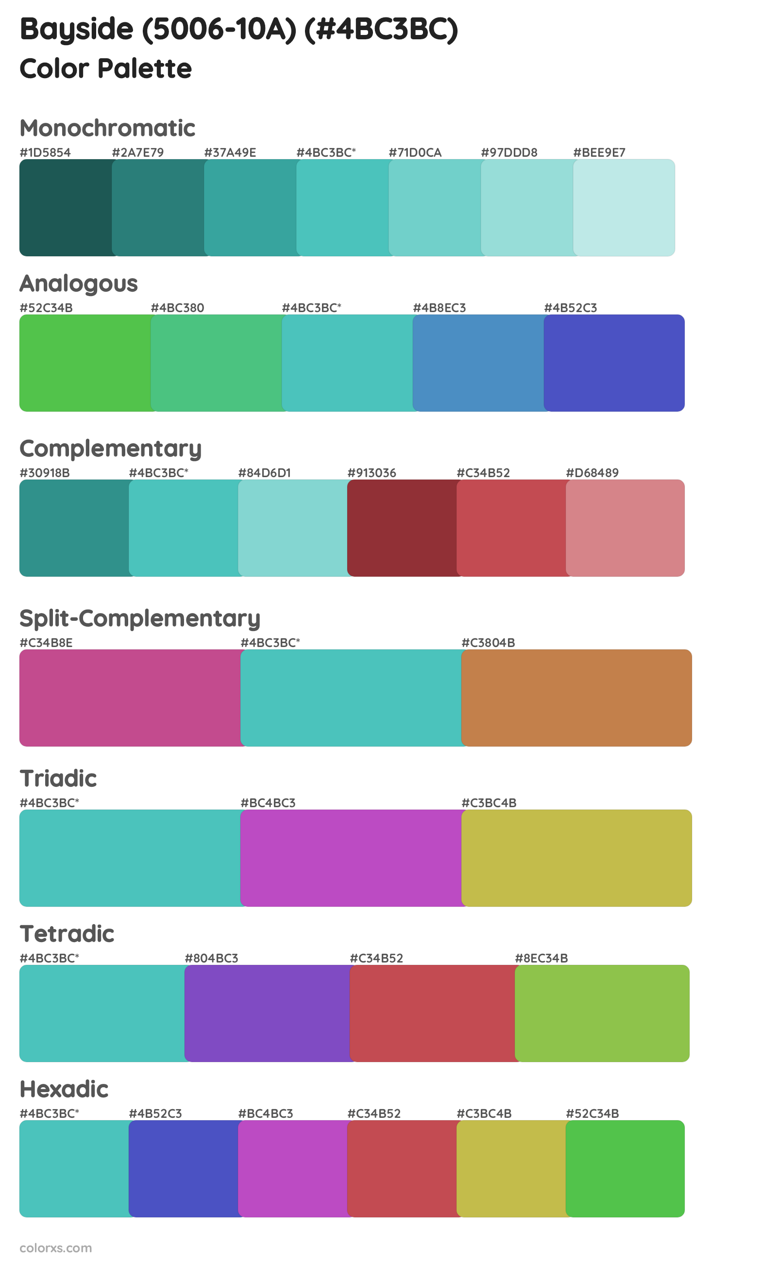 Bayside (5006-10A) Color Scheme Palettes