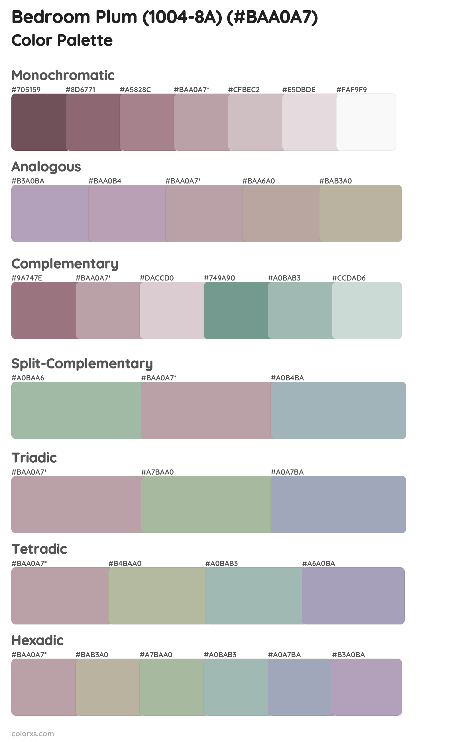 Bedroom Plum (1004-8A) Color Scheme Palettes