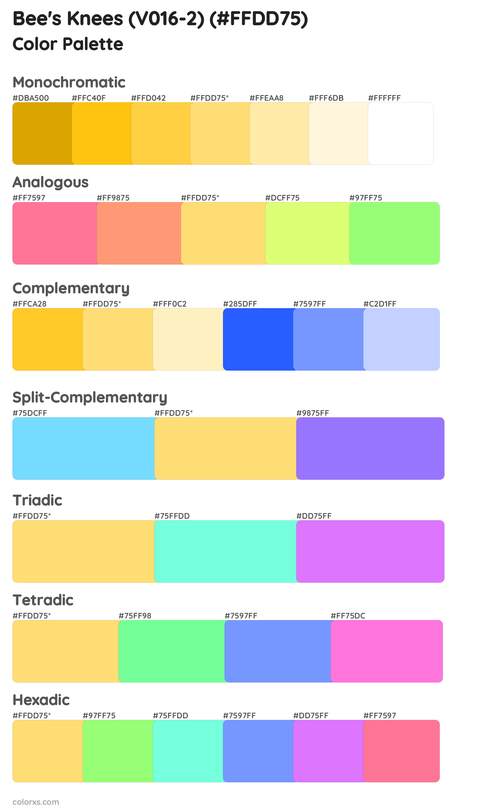Bee's Knees (V016-2) Color Scheme Palettes