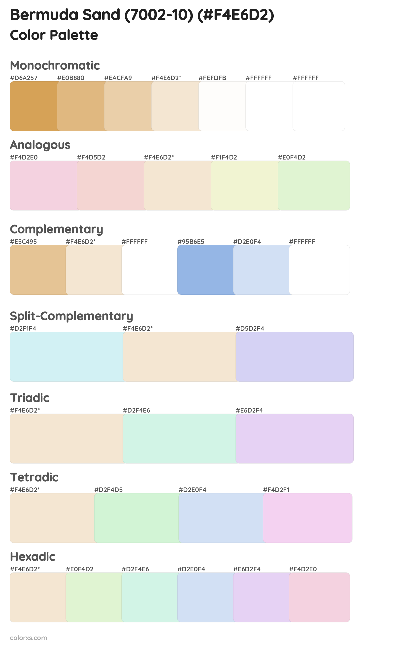 Bermuda Sand (7002-10) Color Scheme Palettes