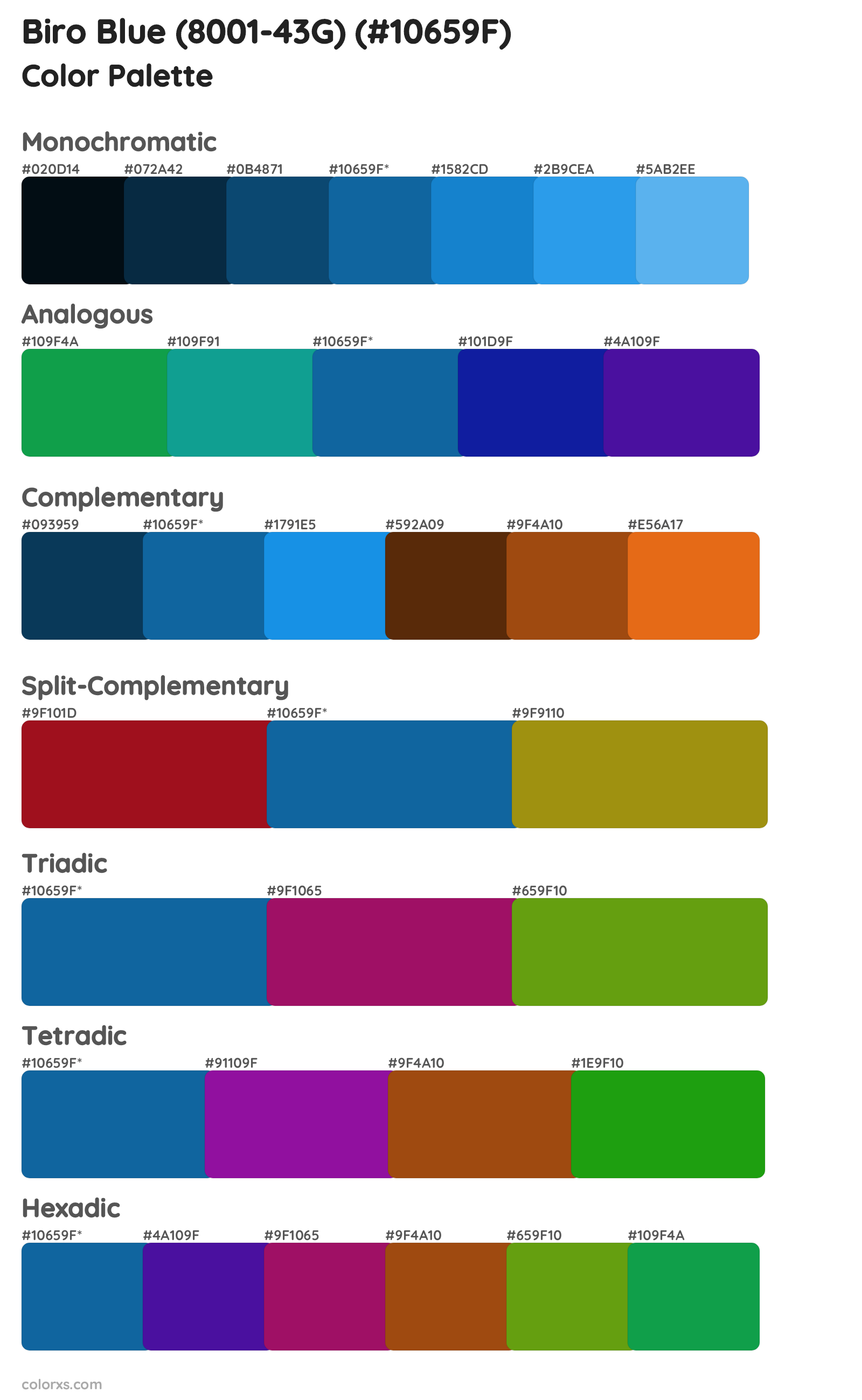 Biro Blue (8001-43G) Color Scheme Palettes