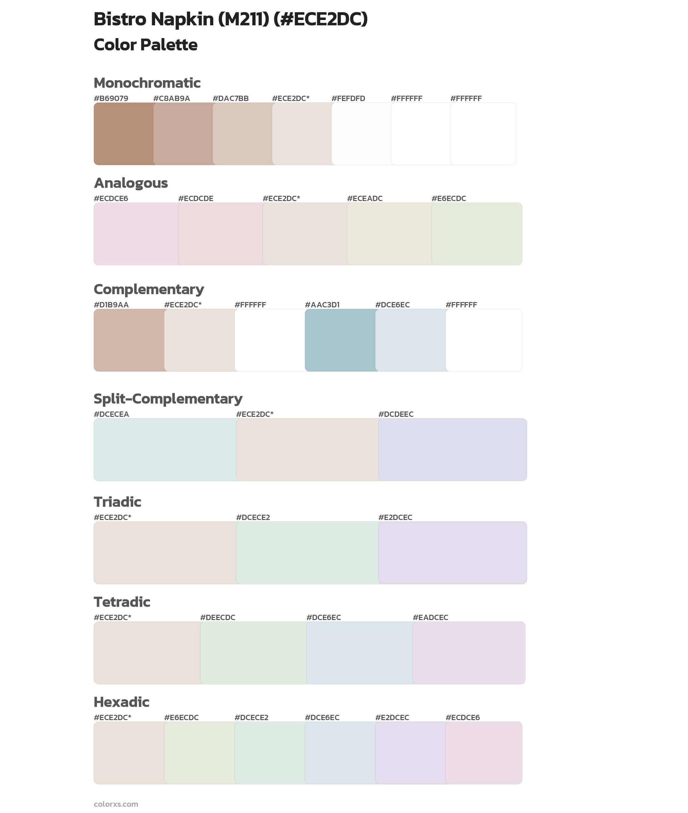 Bistro Napkin (M211) Color Scheme Palettes