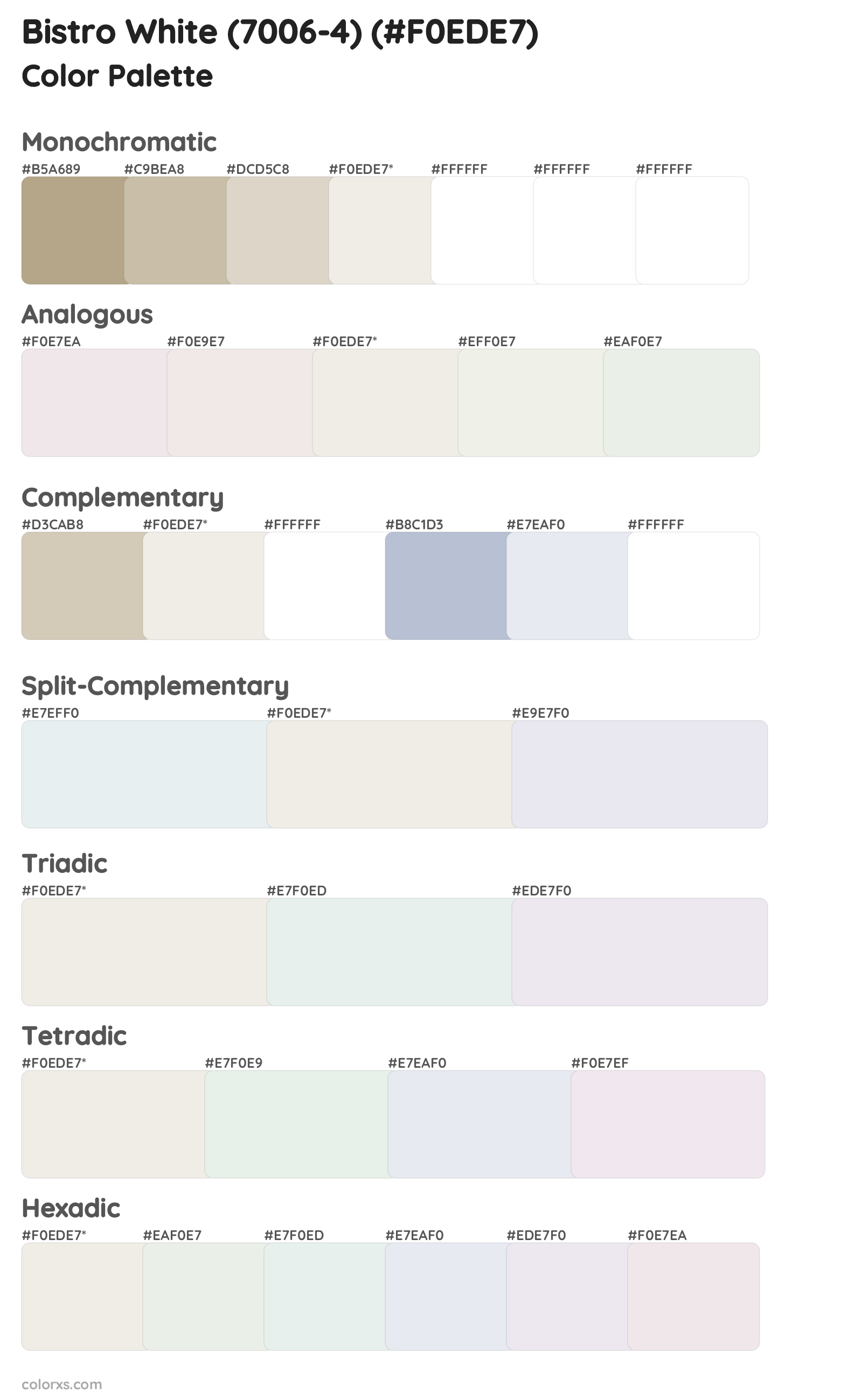 Bistro White (7006-4) Color Scheme Palettes