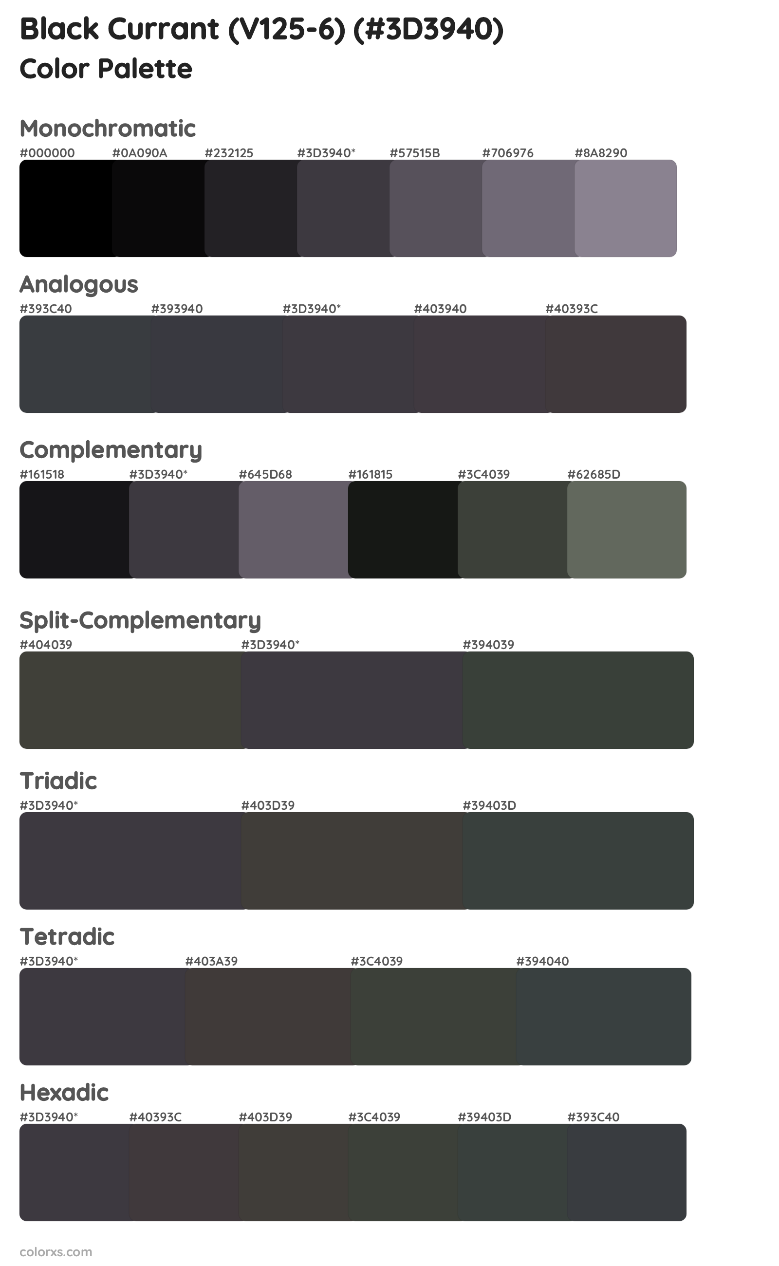 Black Currant (V125-6) Color Scheme Palettes