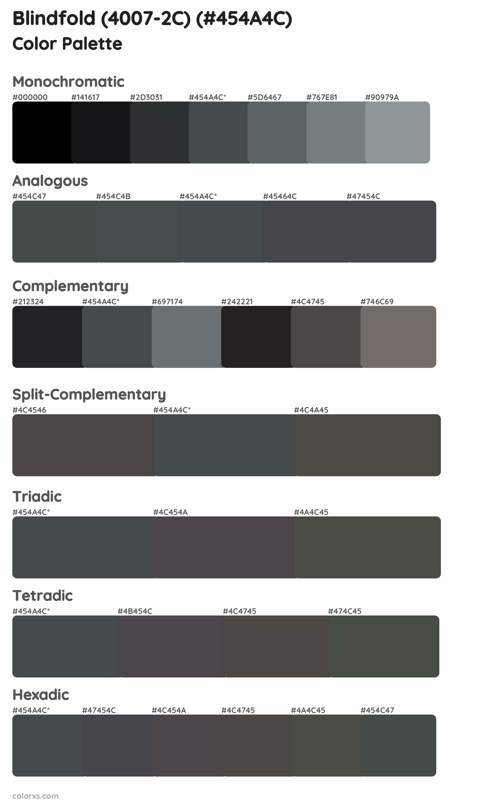 Blindfold (4007-2C) Color Scheme Palettes