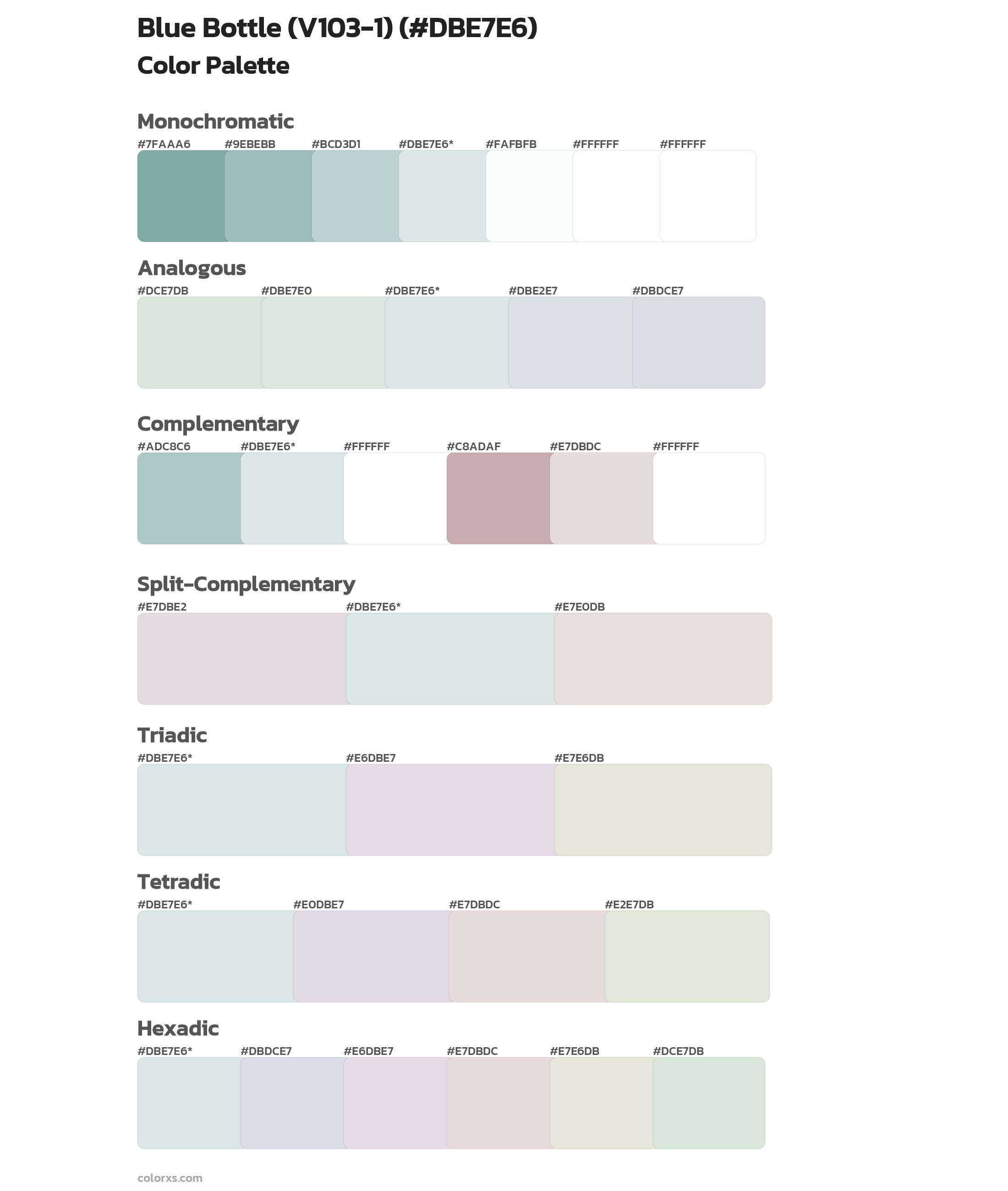 Blue Bottle (V103-1) Color Scheme Palettes