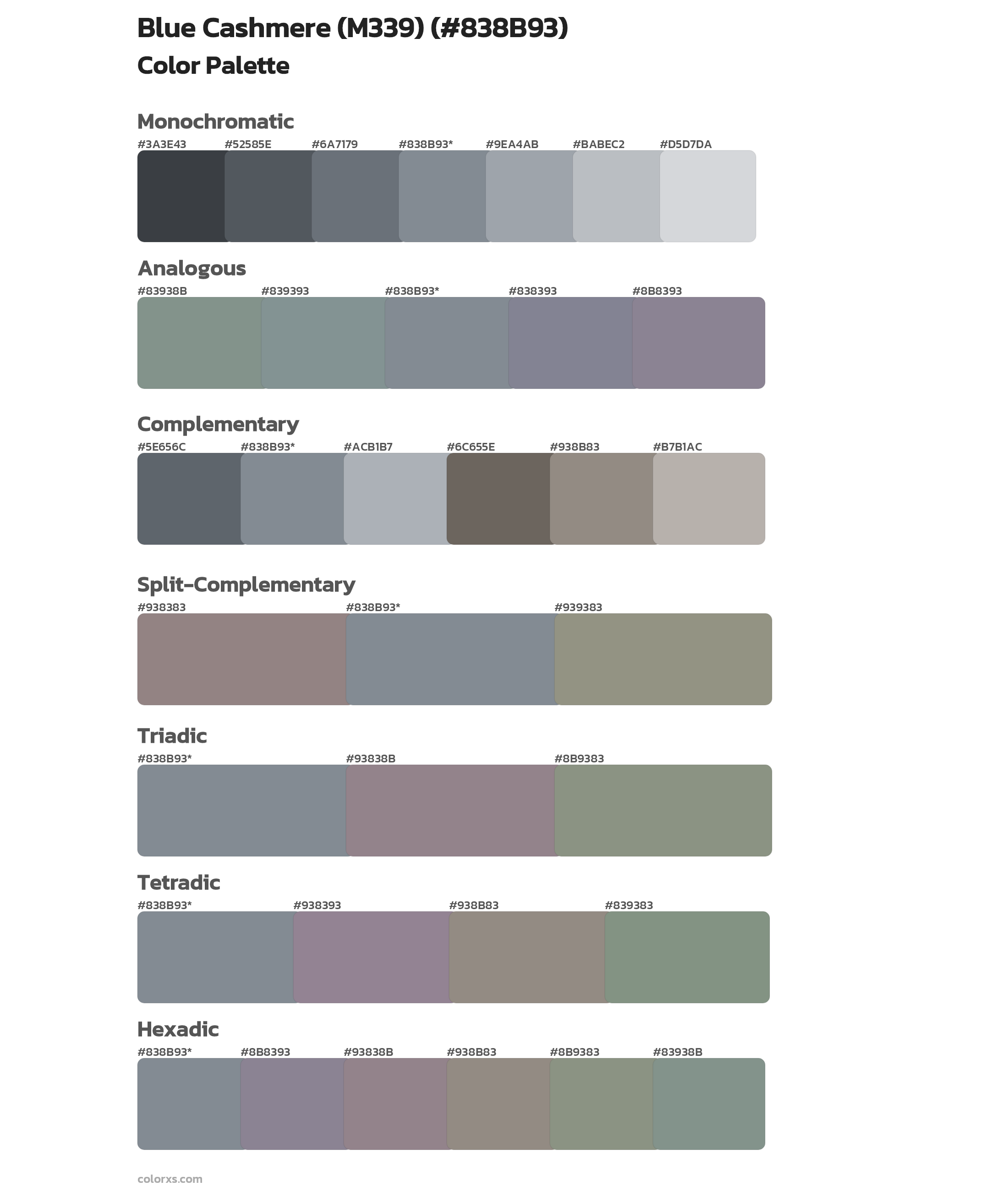 Blue Cashmere (M339) Color Scheme Palettes