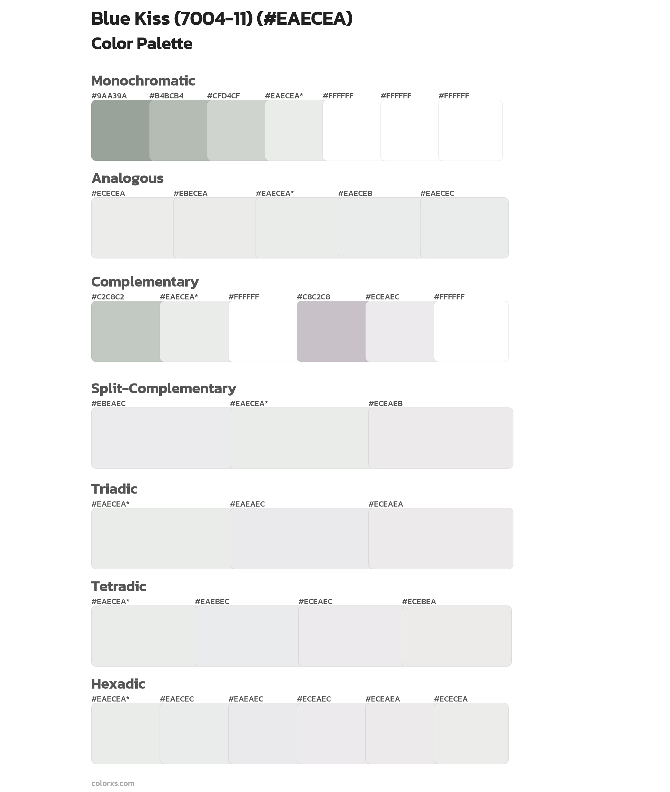Blue Kiss (7004-11) Color Scheme Palettes