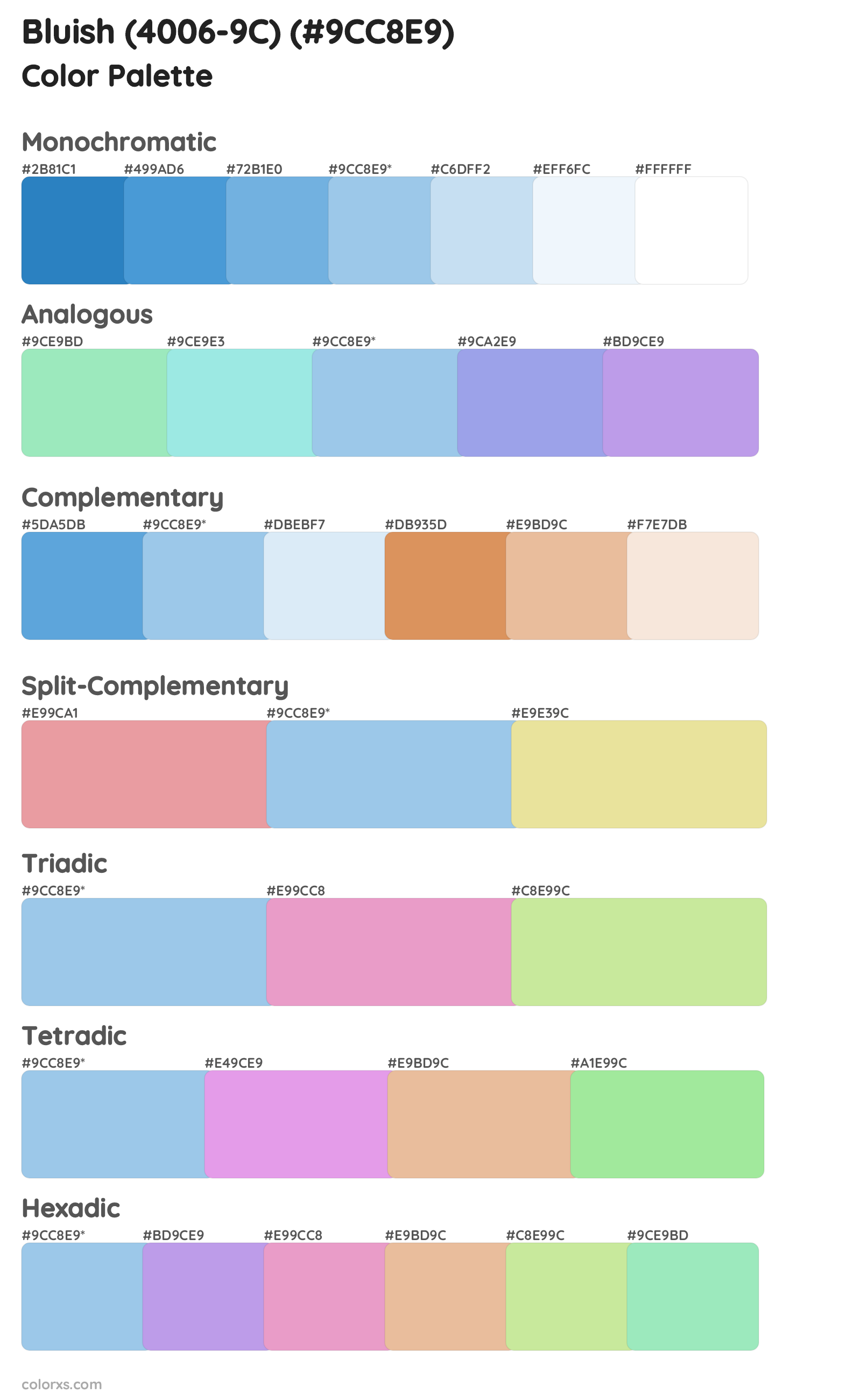 Bluish (4006-9C) Color Scheme Palettes