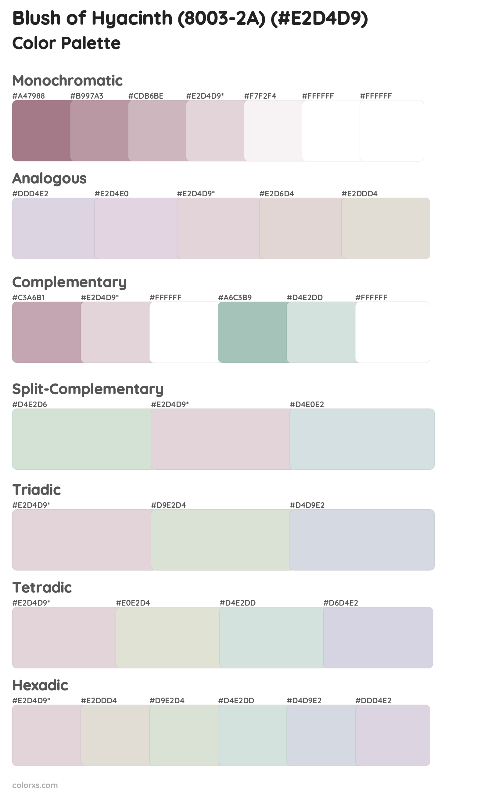 Blush of Hyacinth (8003-2A) Color Scheme Palettes