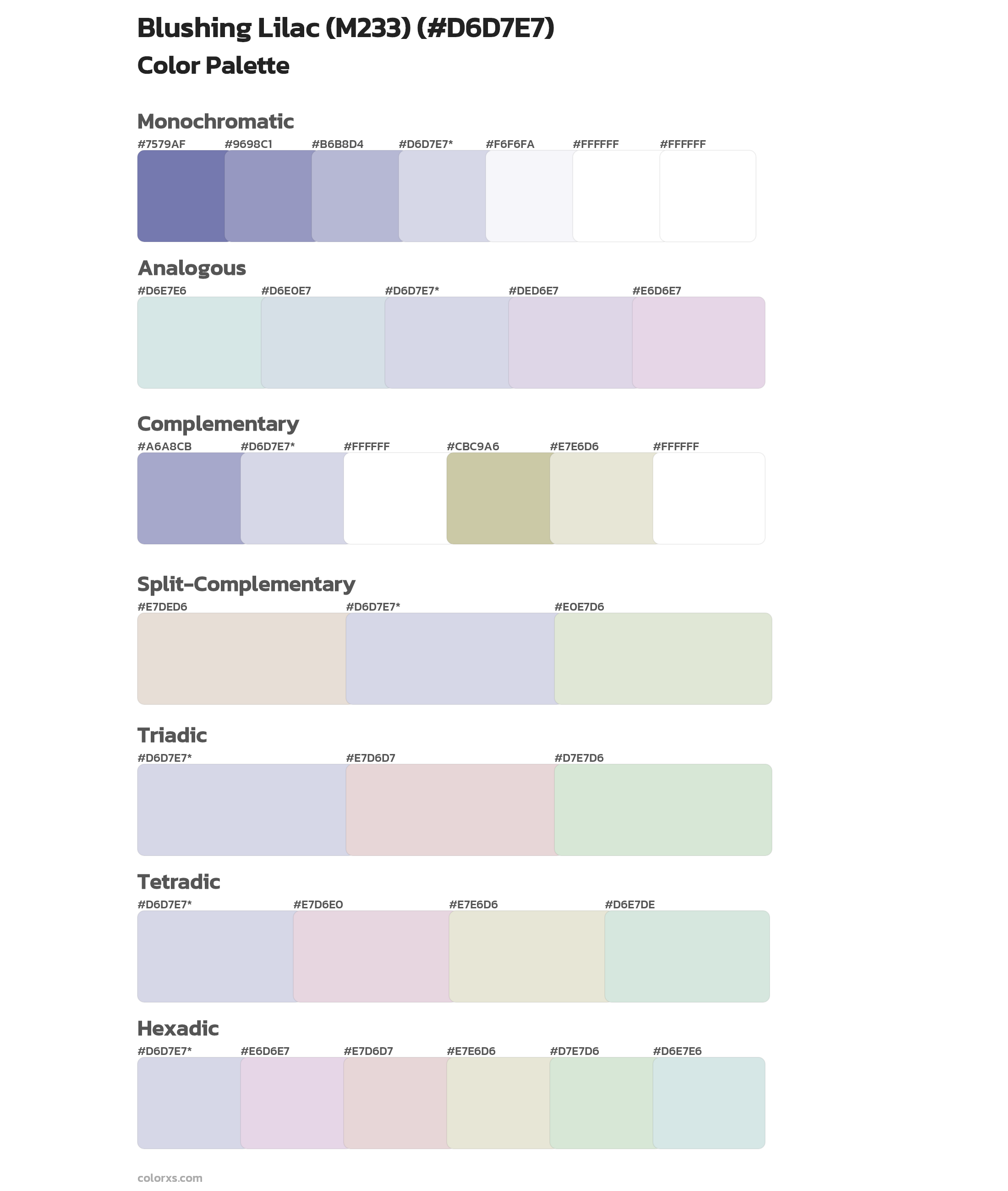 Blushing Lilac (M233) Color Scheme Palettes