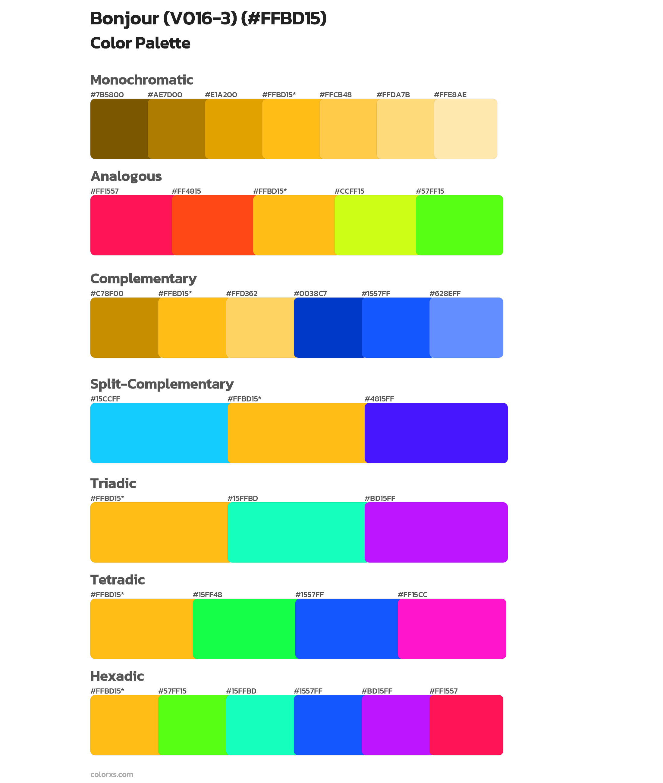 Bonjour (V016-3) Color Scheme Palettes