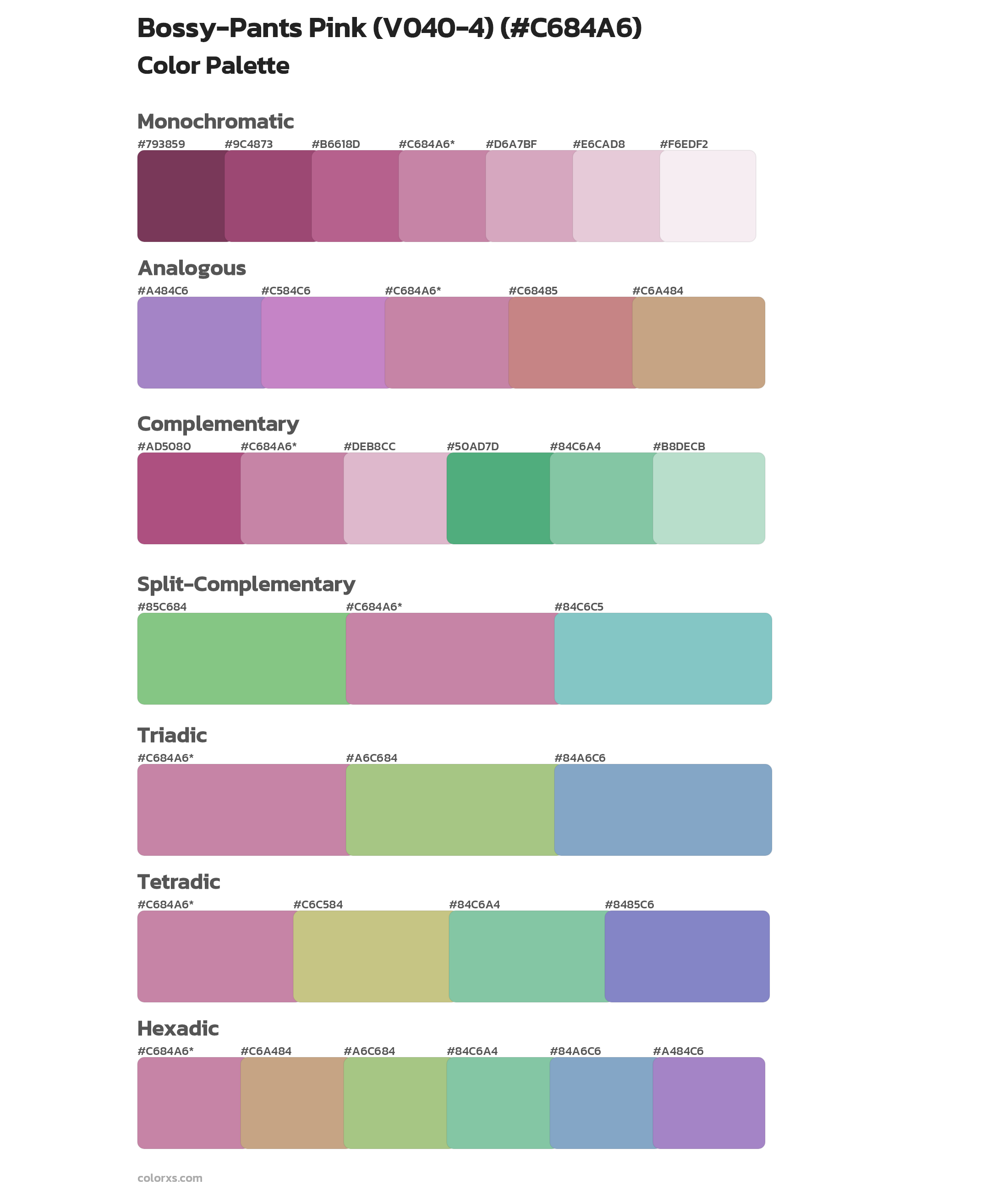 Bossy-Pants Pink (V040-4) Color Scheme Palettes