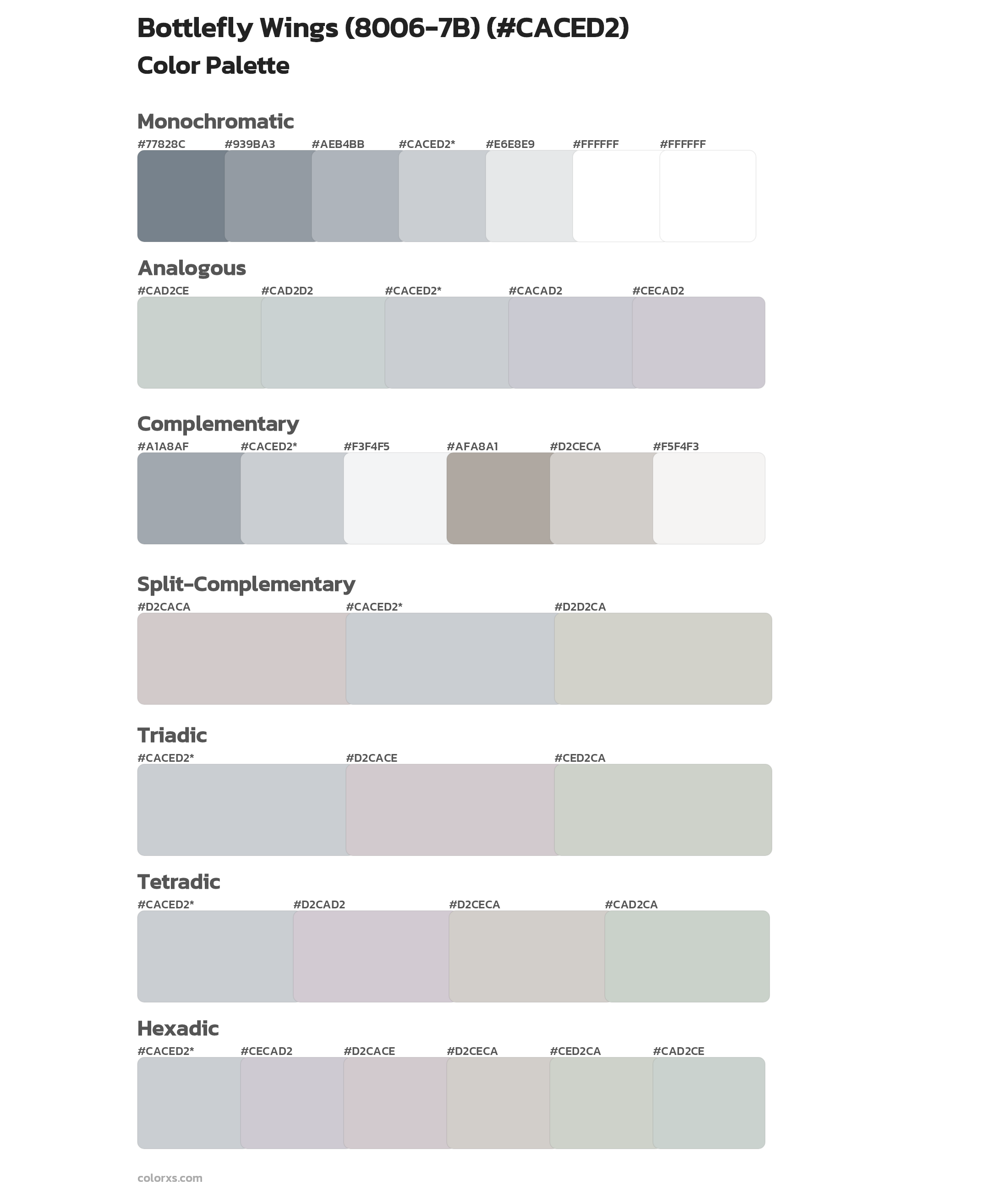 Bottlefly Wings (8006-7B) Color Scheme Palettes