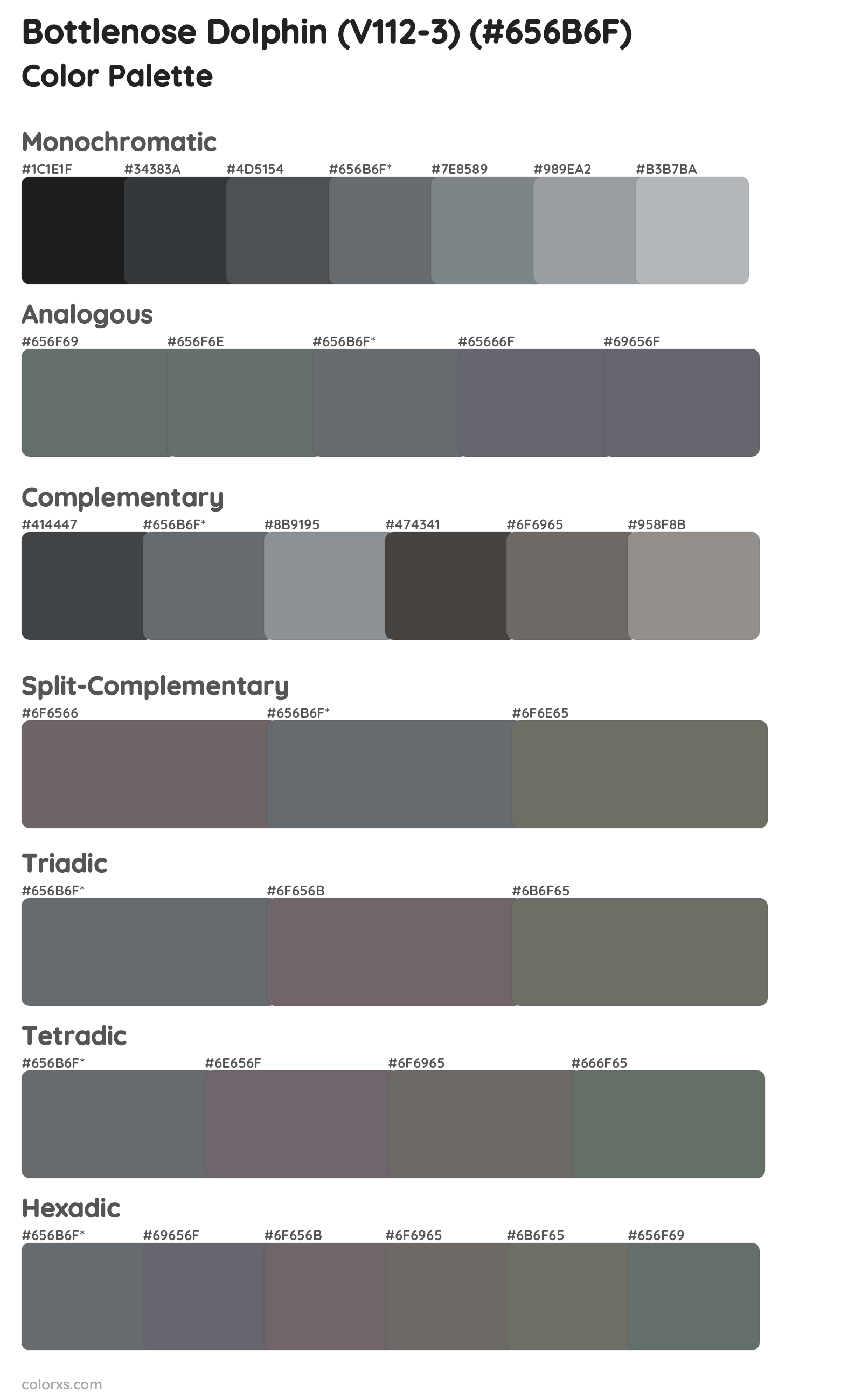 Bottlenose Dolphin (V112-3) Color Scheme Palettes